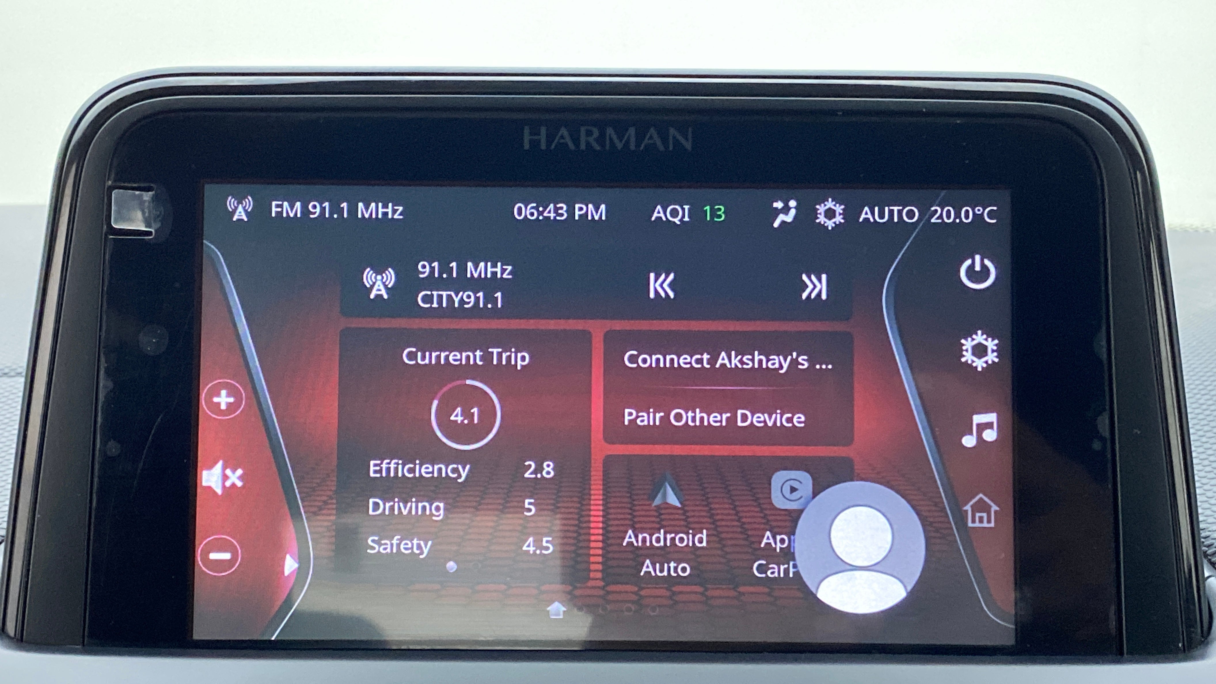 Infotainment system display of a Tata Nexon 2017-2023