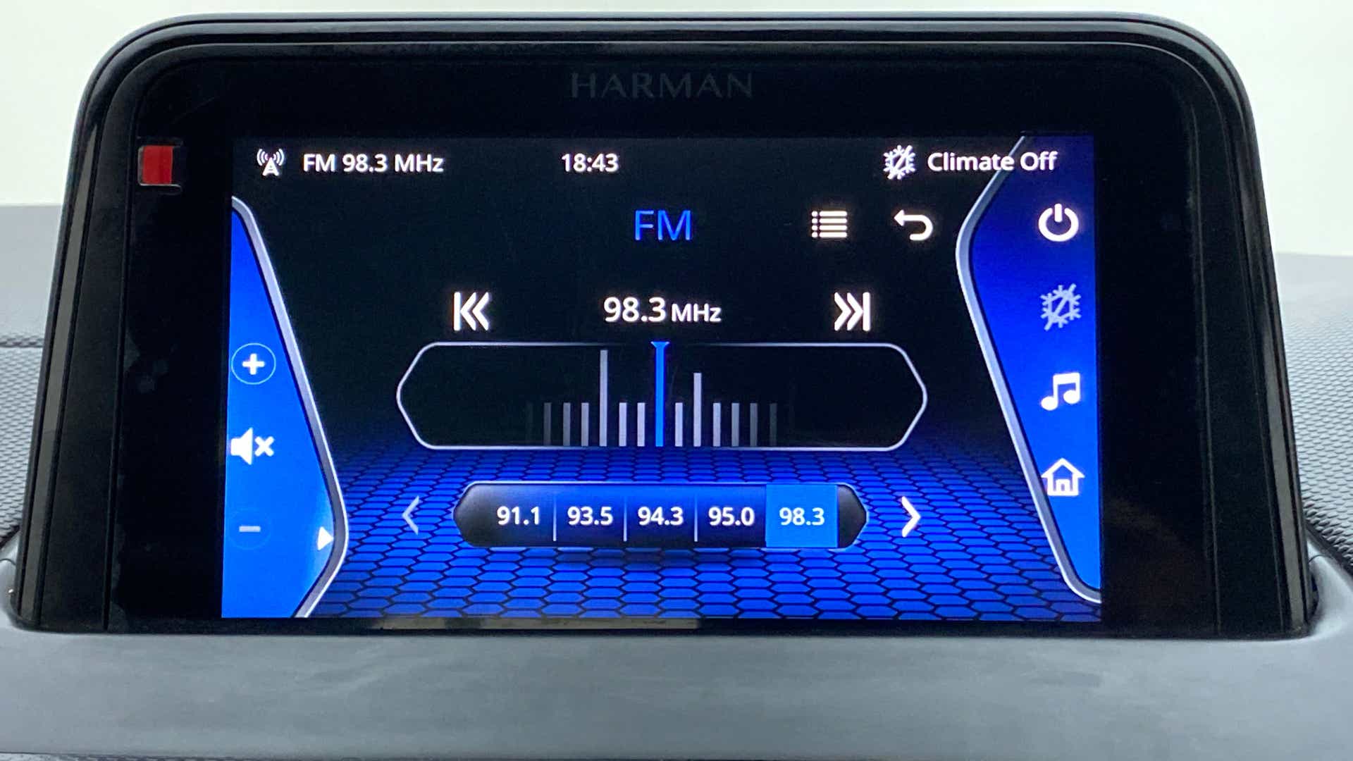 Infotainment screen close-up of a Tata Nexon 2017-2023