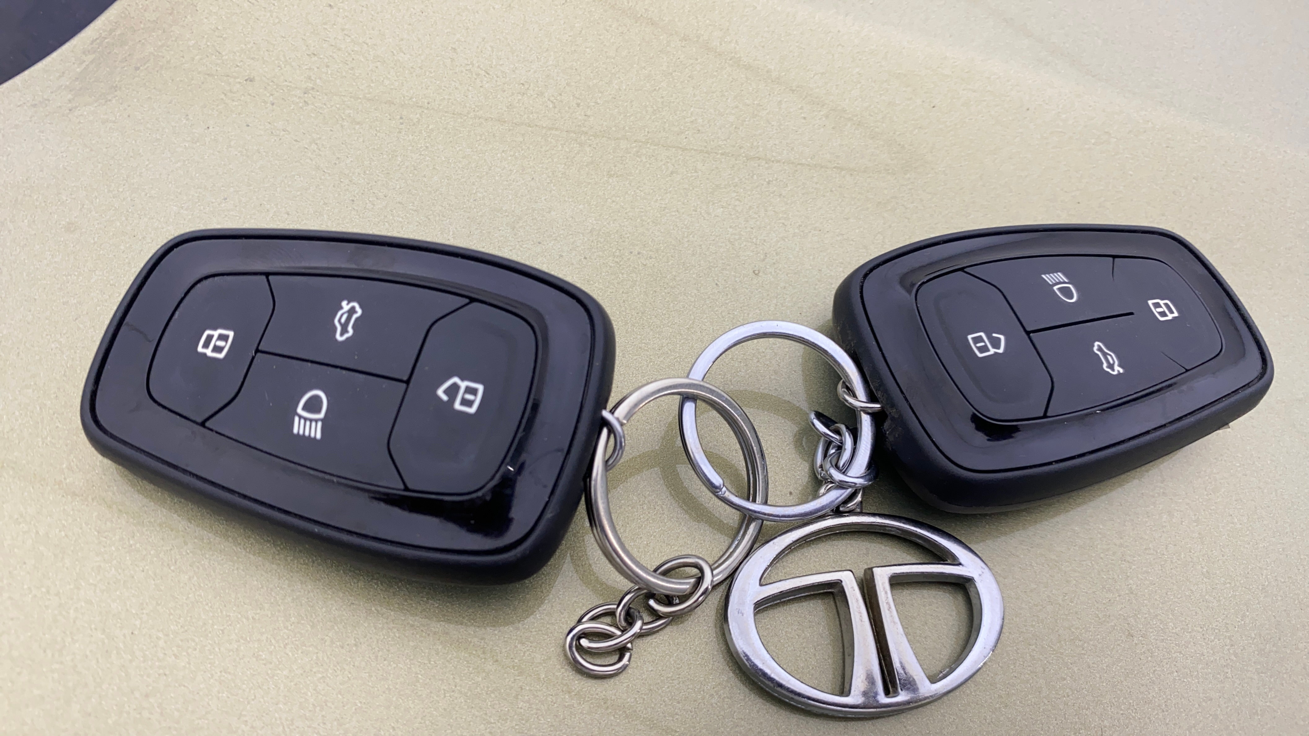 Key fobs and Tata logo of a Tata Nexon 2017-2023