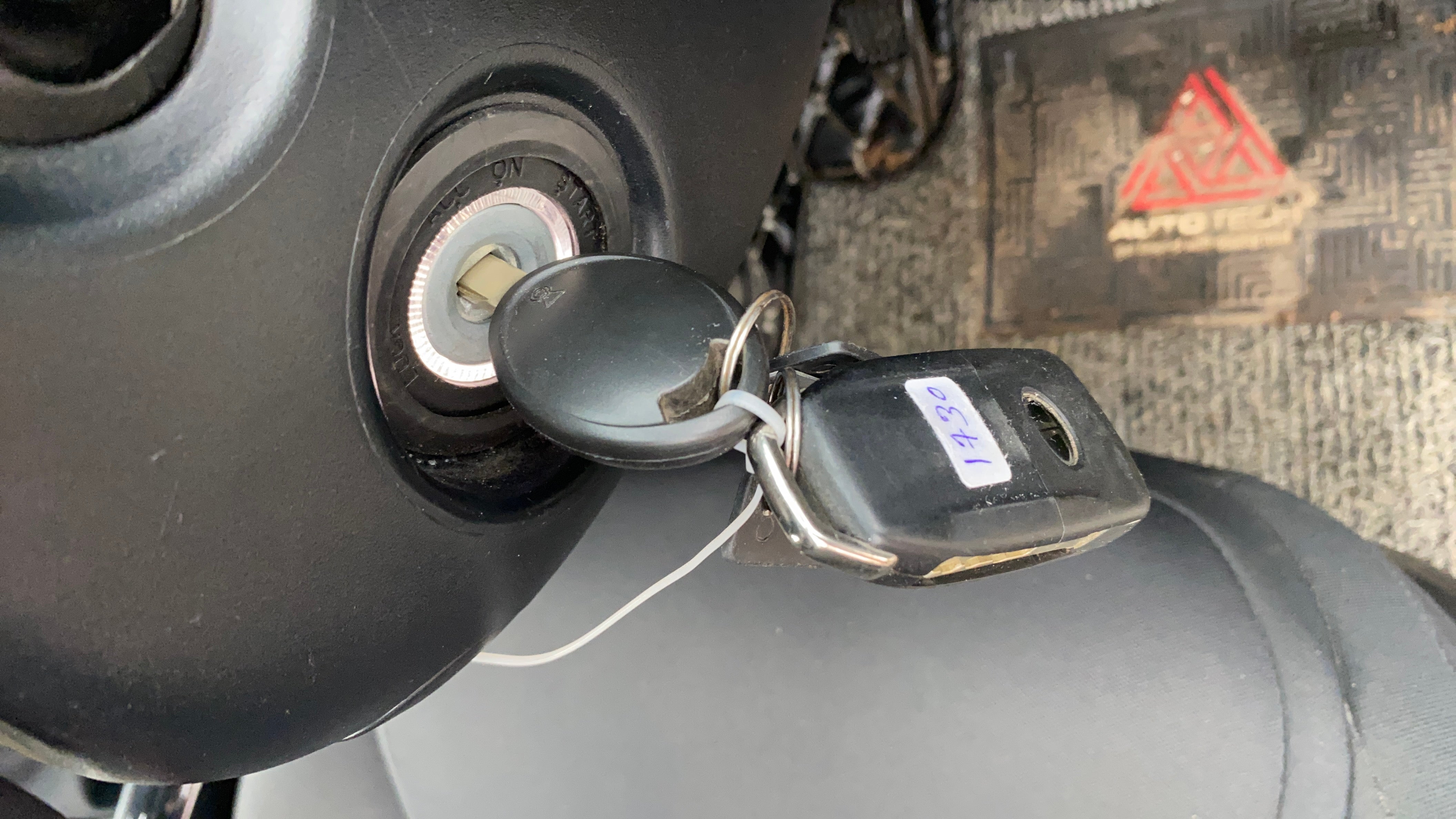 Ignition switch and key of a Tata Nexon