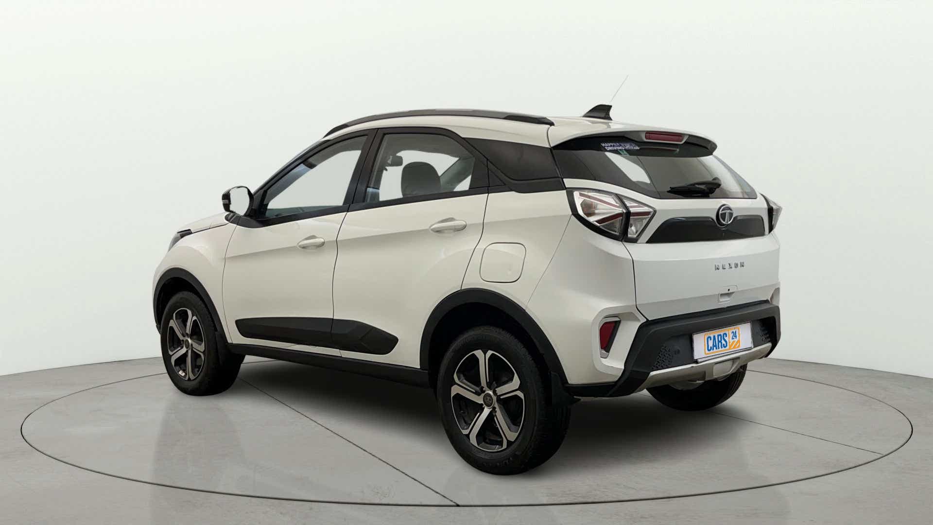 Rear three-quarter of a Tata Nexon 2017-2023