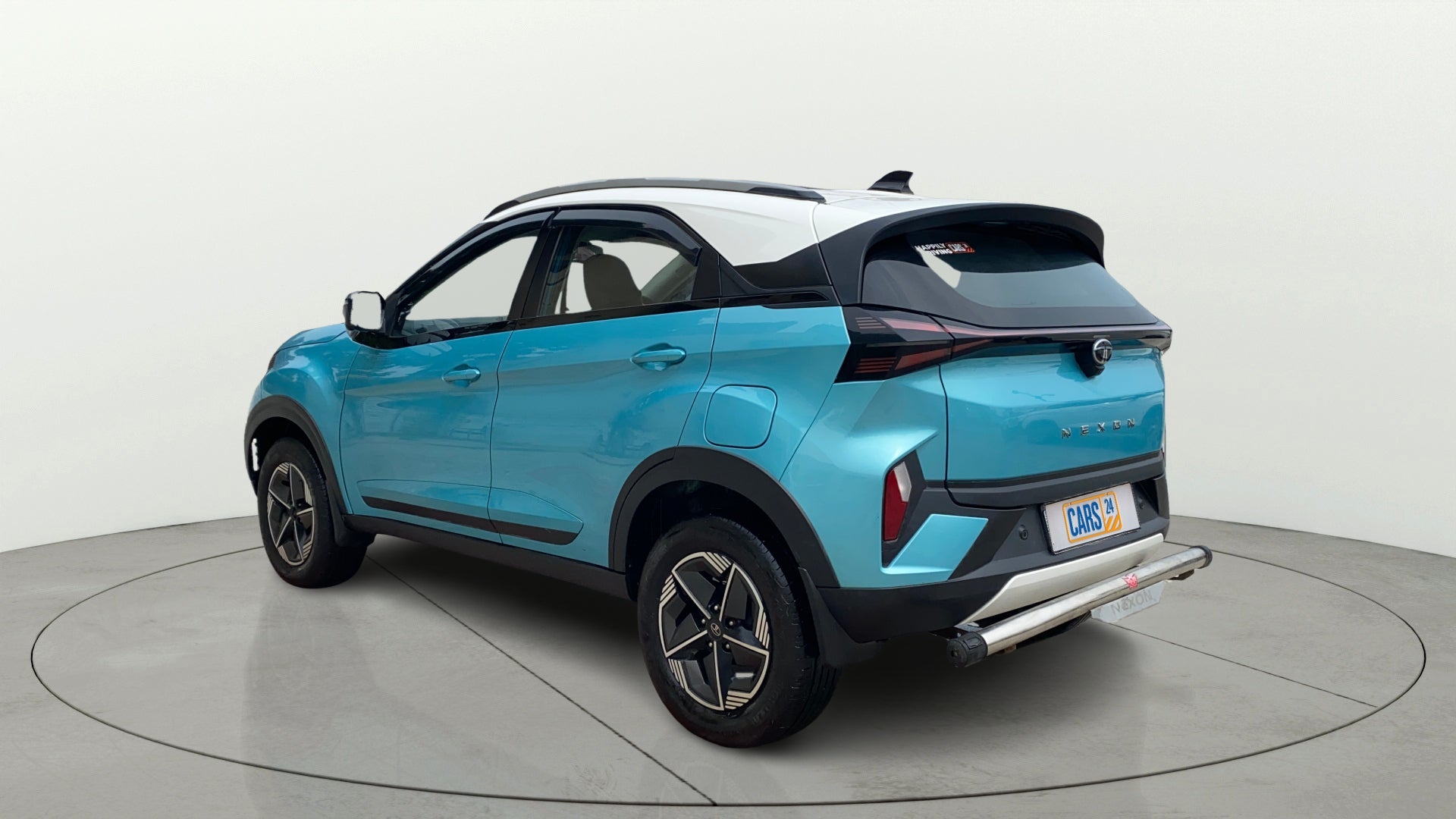 Rear three-quarter view of a Tata Nexon