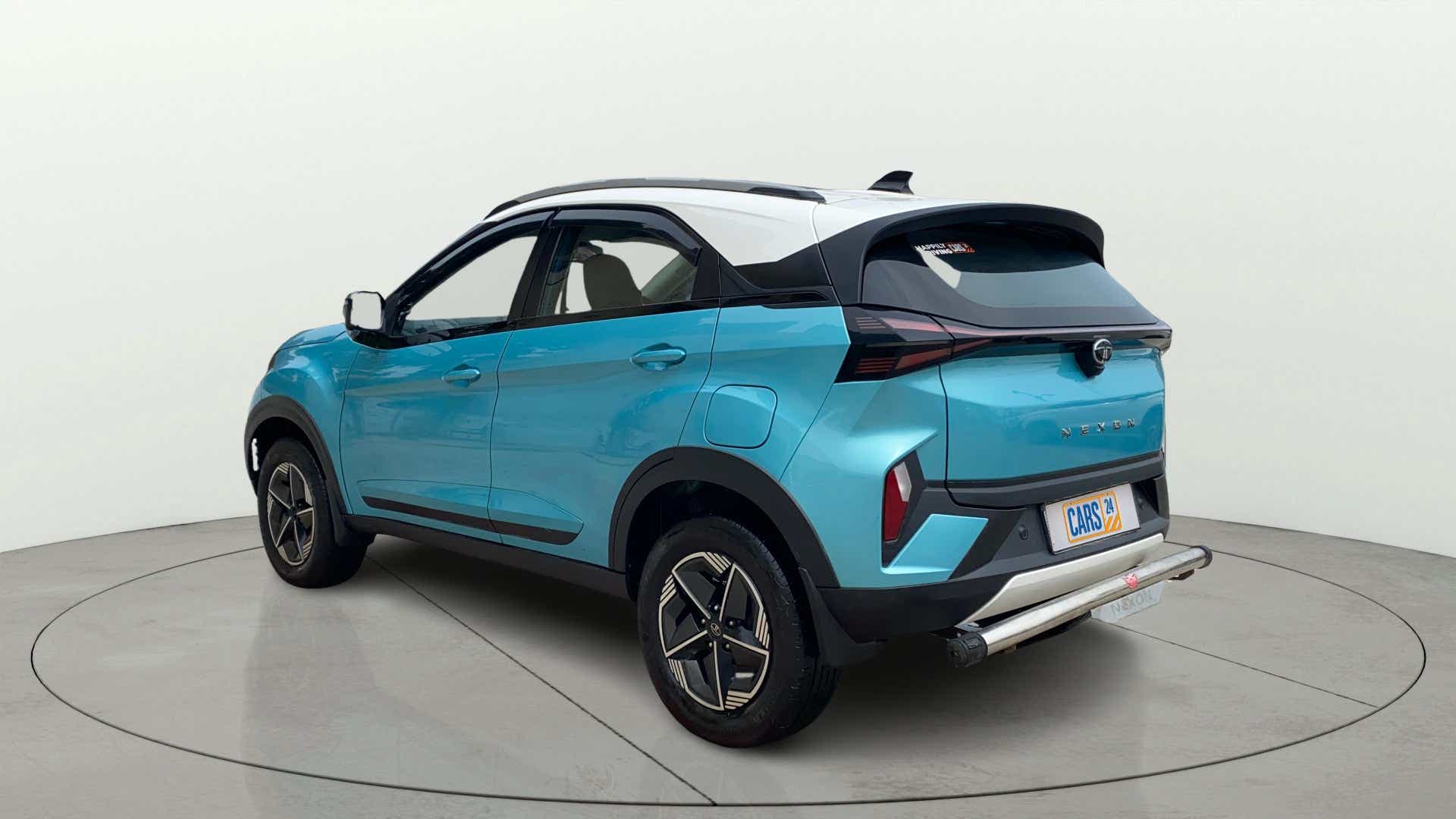 Rear three-quarter view of a Tata Nexon
