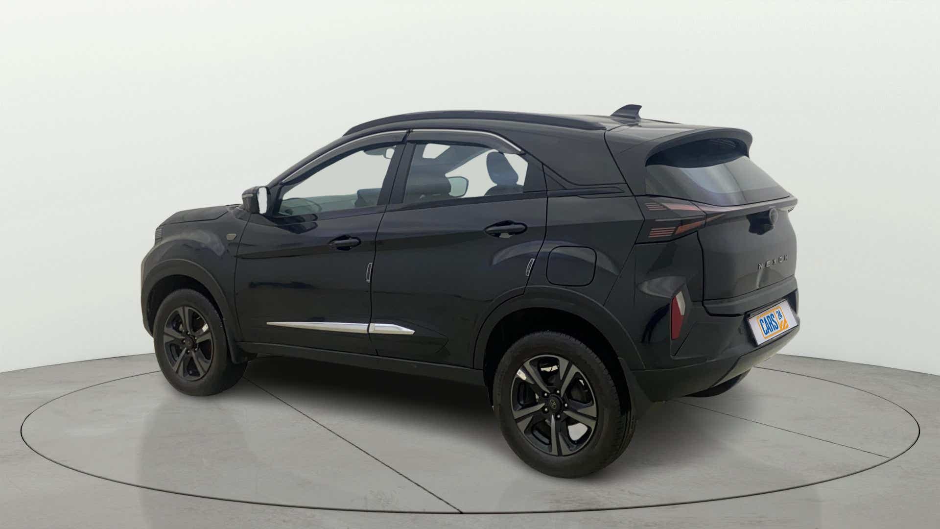 Rear three-quarter view of a Tata Nexon