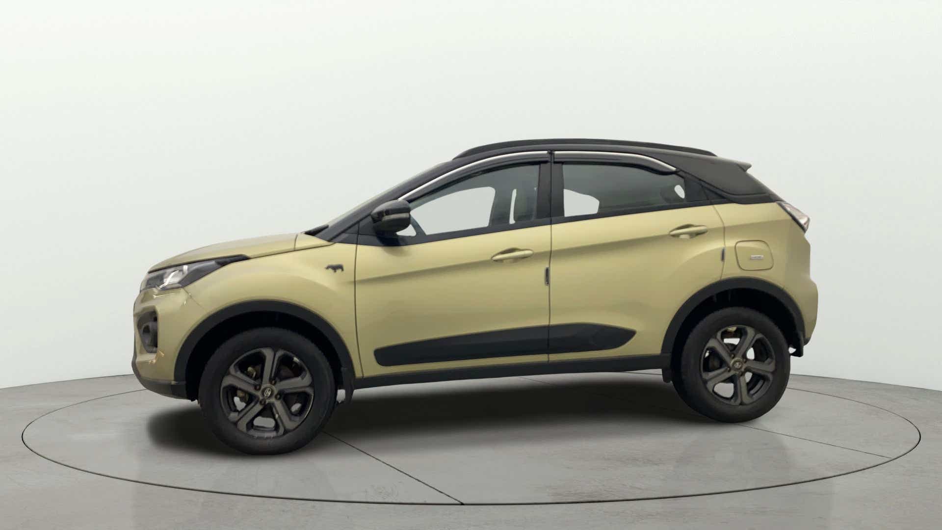 Side view of a Grassland Beige Tata Nexon 2017-2023