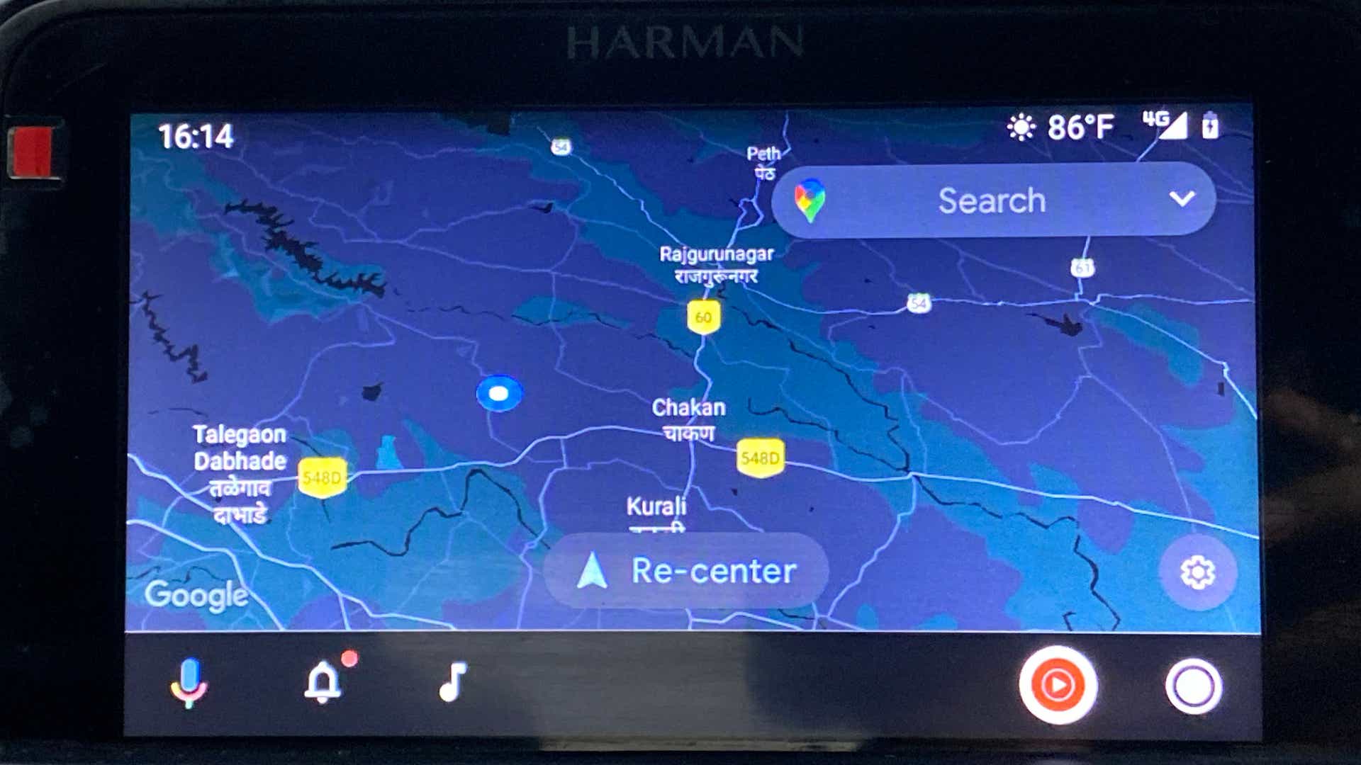 Infotainment screen with navigation map of a Tata Nexon 2017-2023