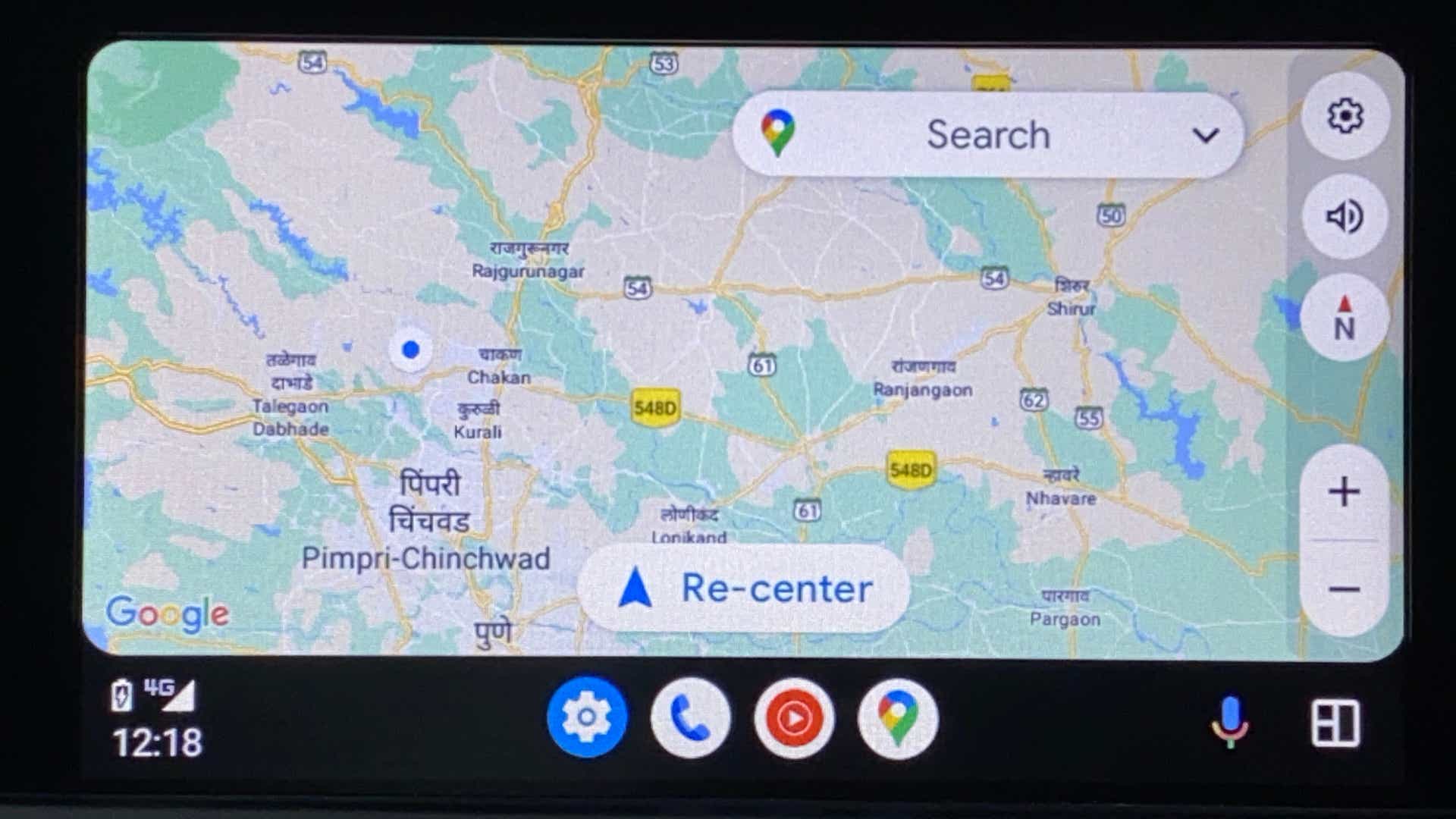 Infotainment screen with navigation map of a Tata Nexon 2017-2023