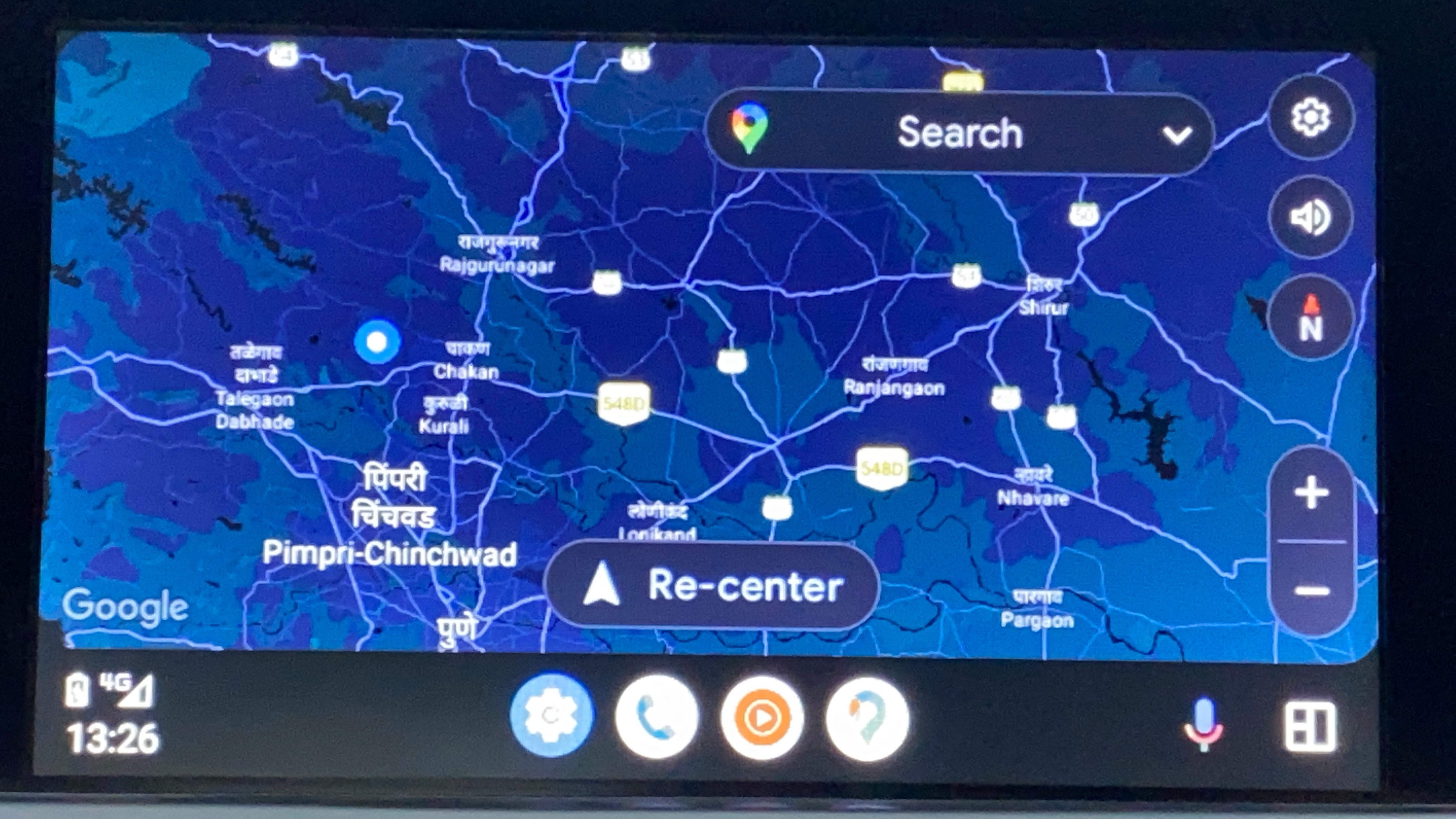 Infotainment screen showing navigation map of a Tata Nexon 2017-2023