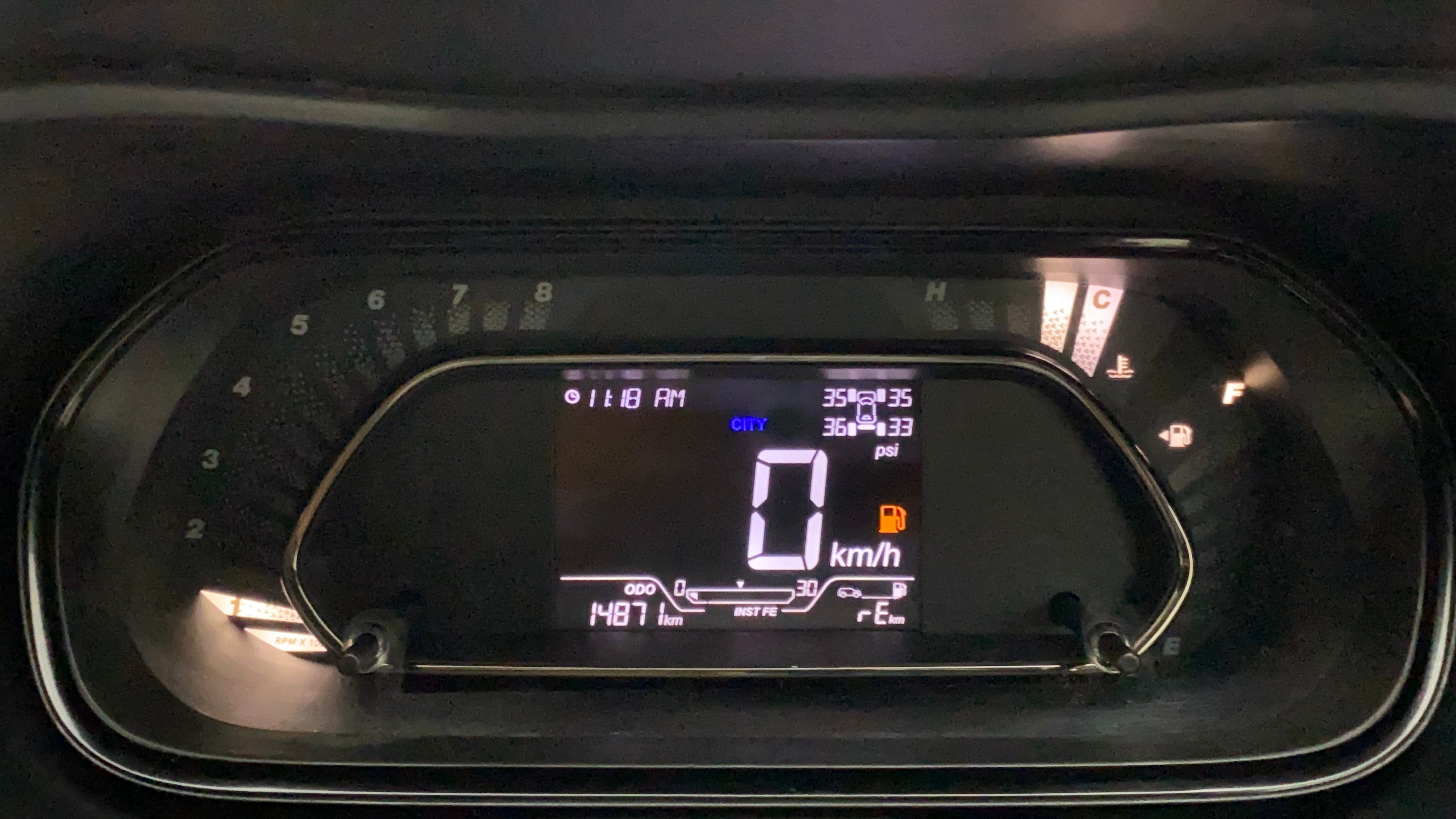 Instrument cluster of a Tata Nexon 2017-2023