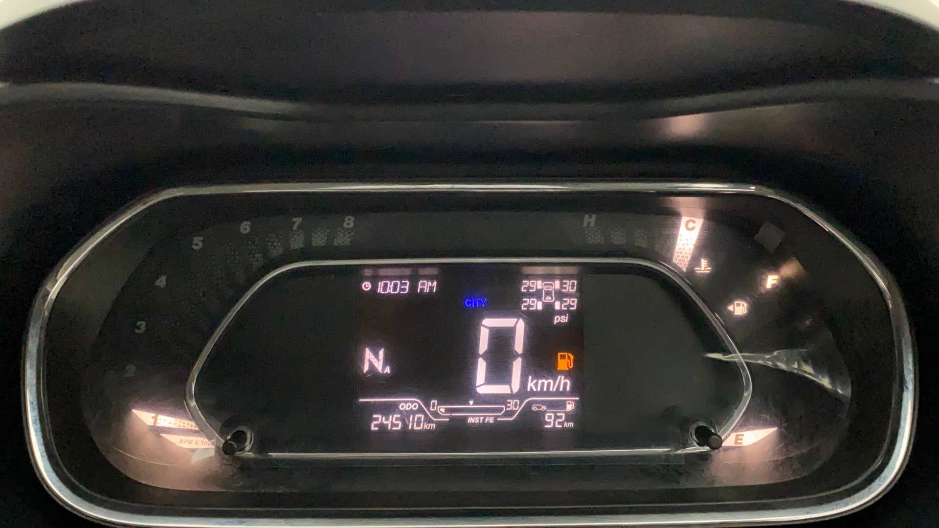 Instrument cluster close-up of a Tata Nexon 2017-2023