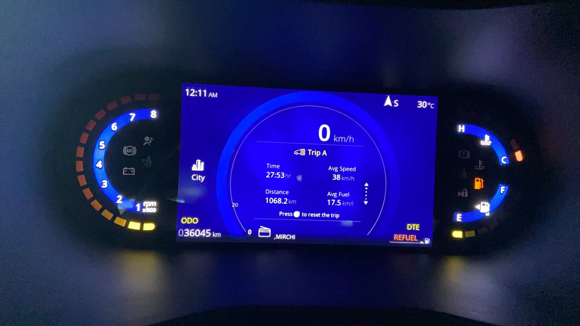 Instrument cluster of a Tata Nexon