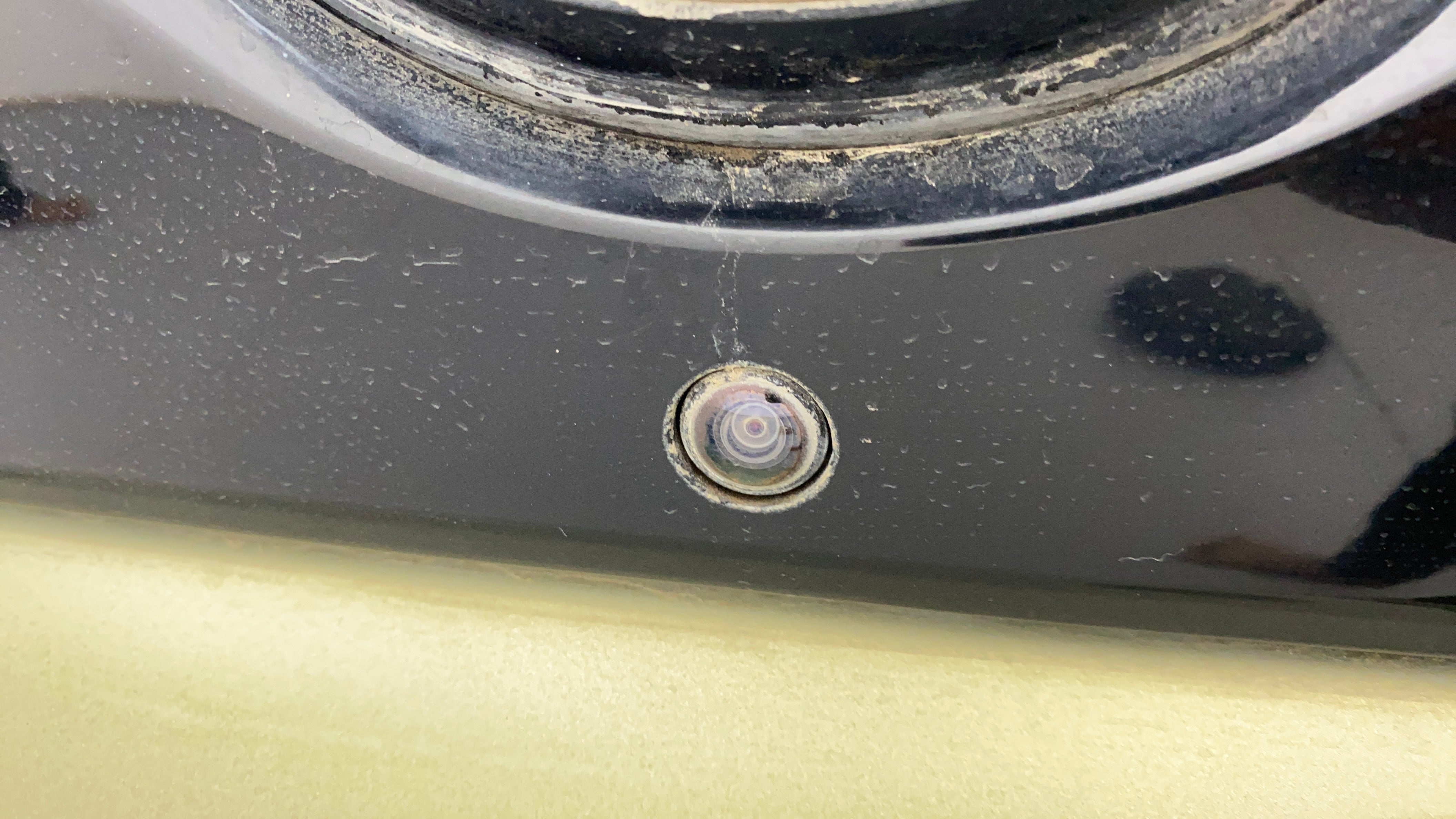 Close-up of a rearview camera on a Tata Nexon 2017-2023