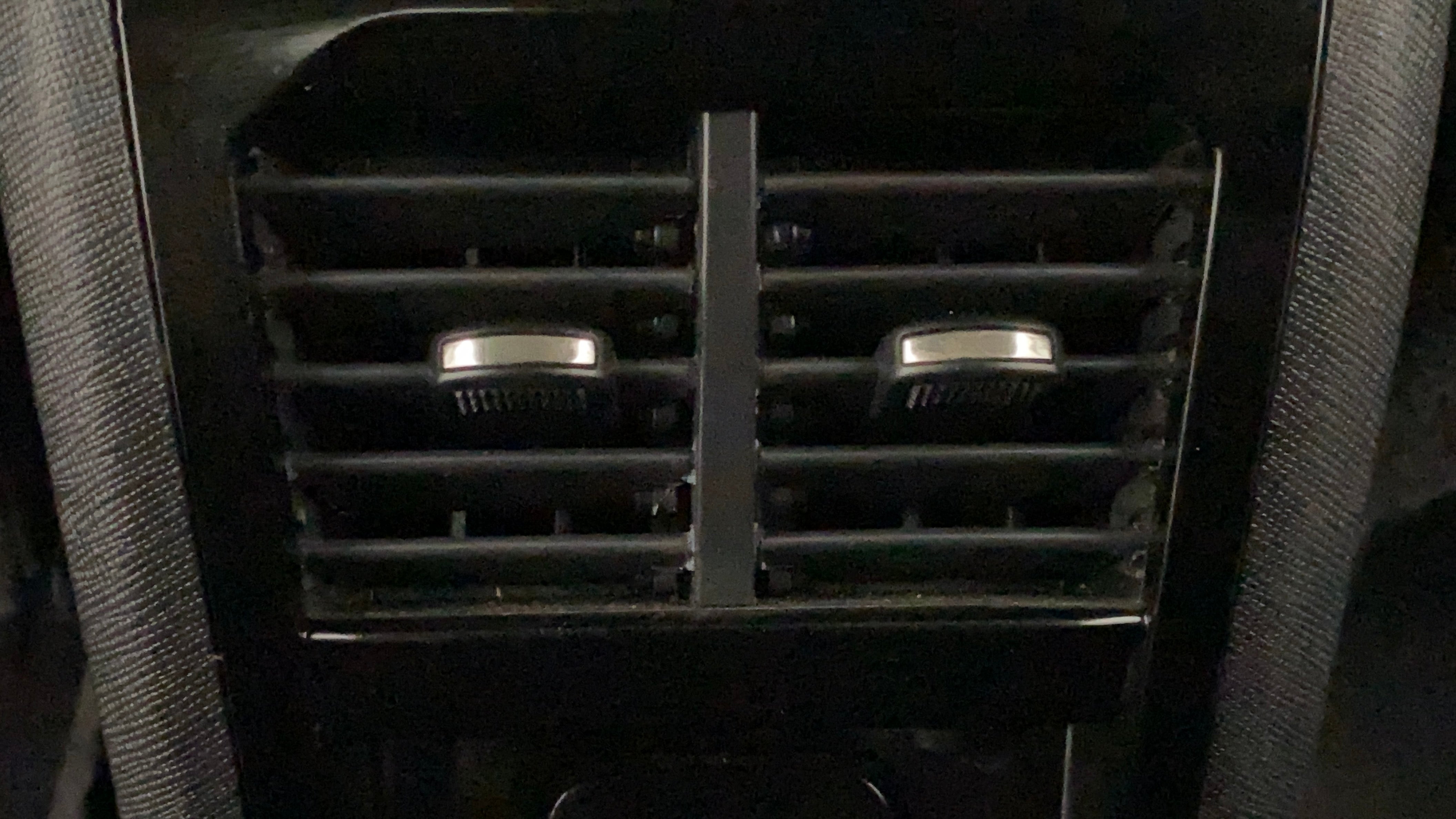 Close-up of air conditioning vents of a Tata Nexon 2017-2023
