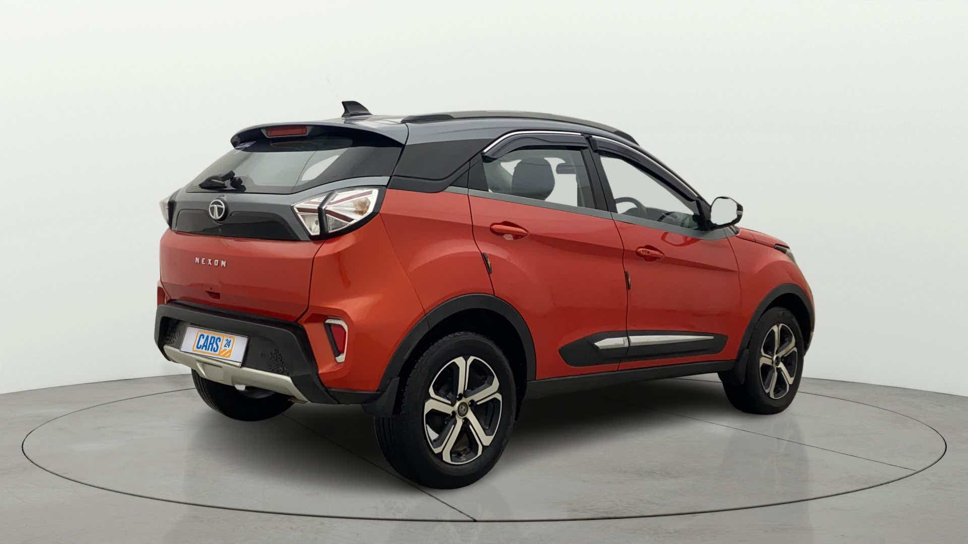 Rear three-quarter view of a Tata Nexon 2017-2023