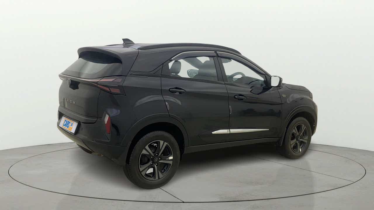 Rear three-quarter view of a Tata Nexon