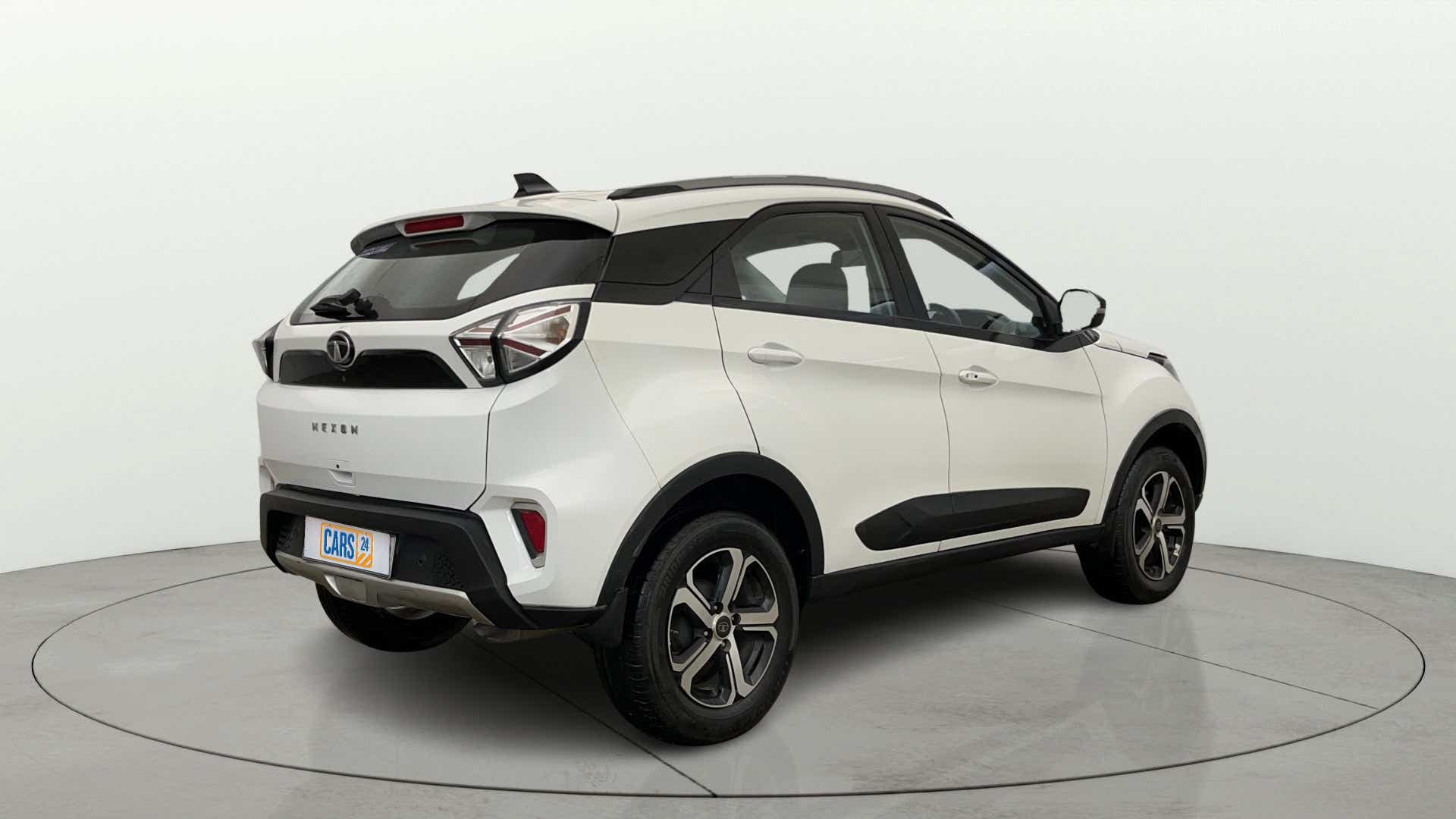 Rear three-quarter of a Tata Nexon 2017-2023