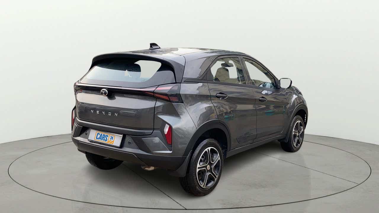Rear three-quarter view of a Tata Nexon