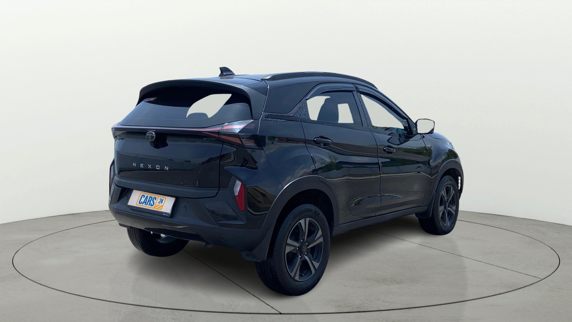 Rear three-quarter view of a Tata Nexon