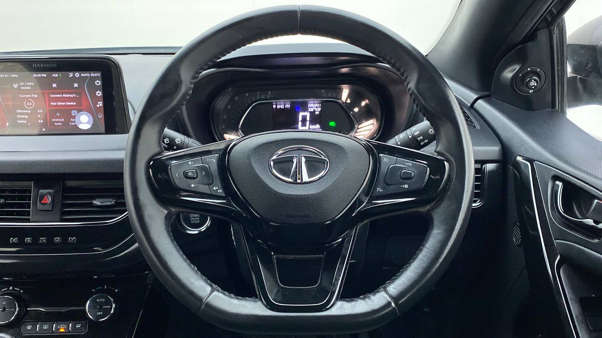 Steering wheel and dashboard of a Tata Nexon 2017-2023