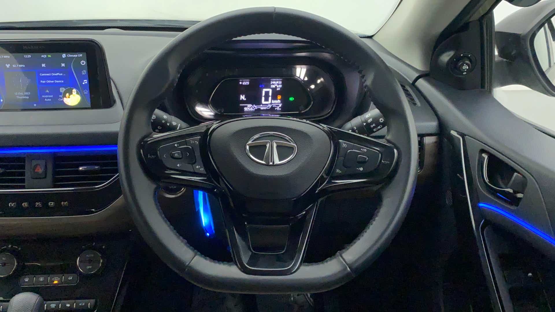 Steering wheel and dashboard of a Tata Nexon 2017-2023