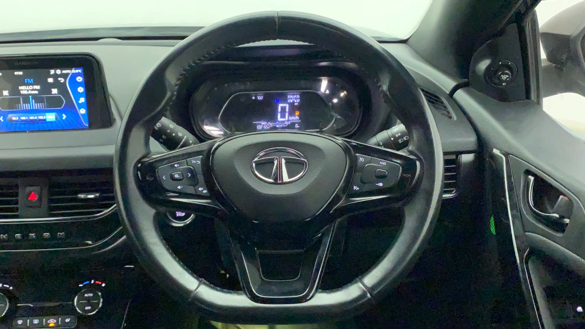 Steering wheel and dashboard of a Tata Nexon 2017-2023