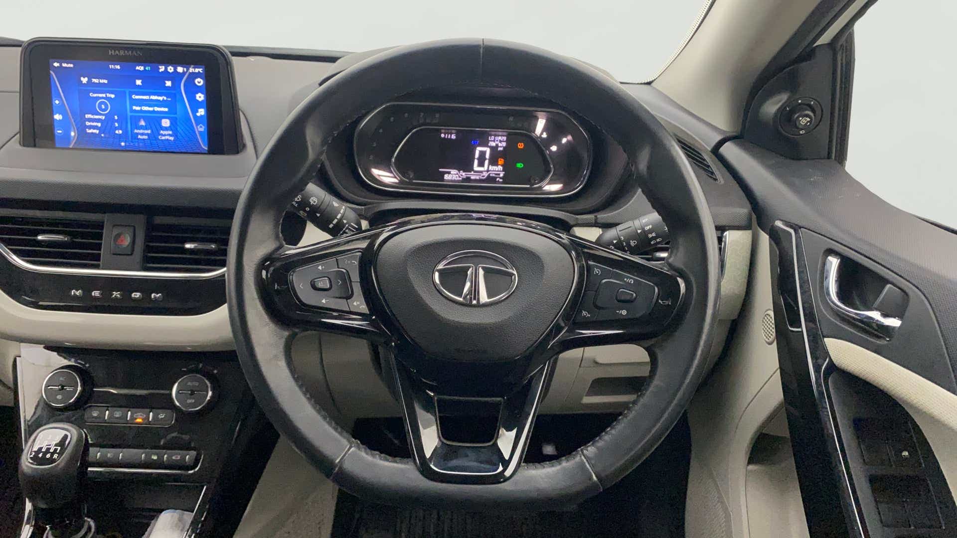 Dashboard and steering wheel of a Tata Nexon 2017-2023