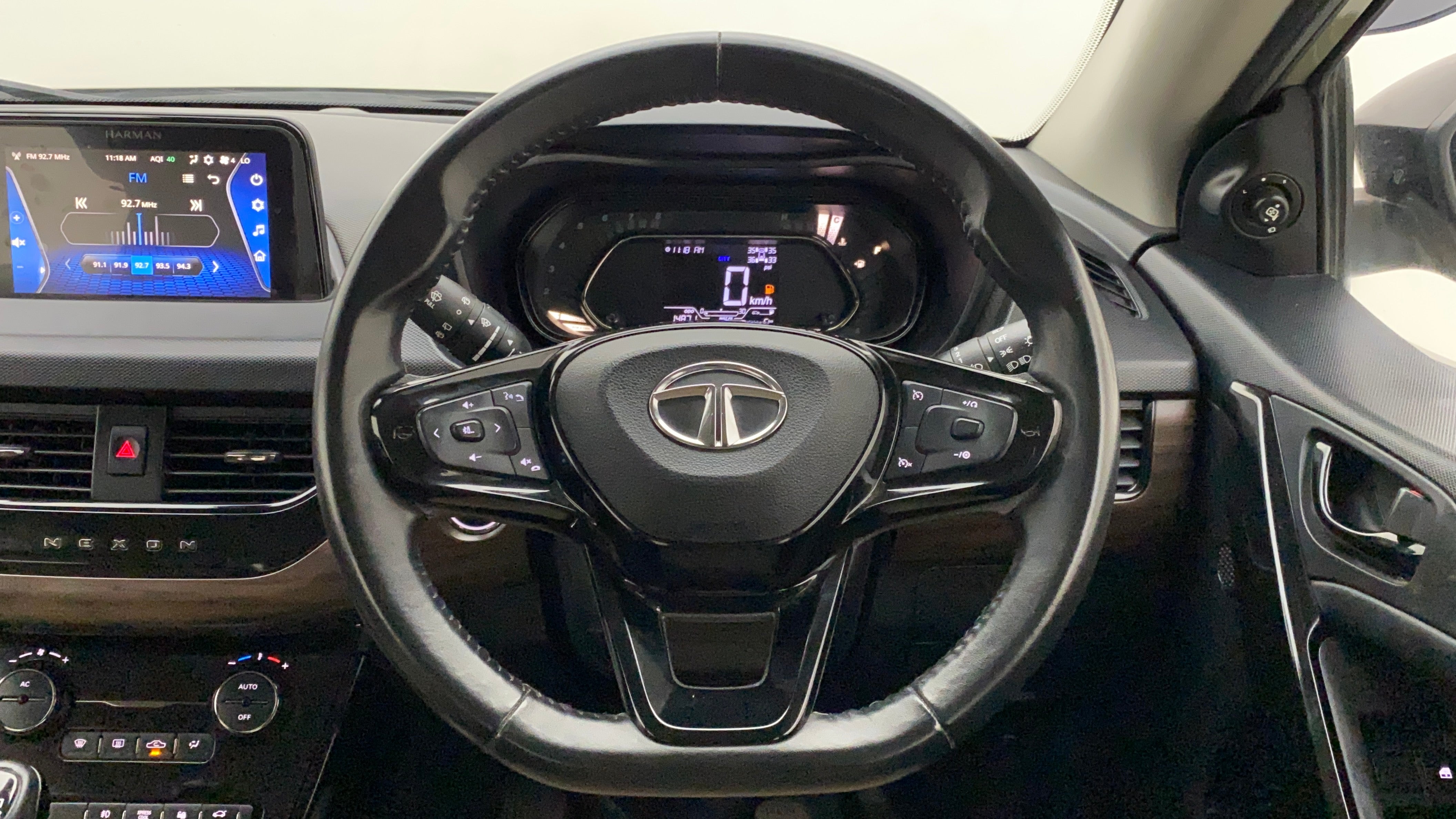 Steering wheel and dashboard of a Tata Nexon 2017-2023