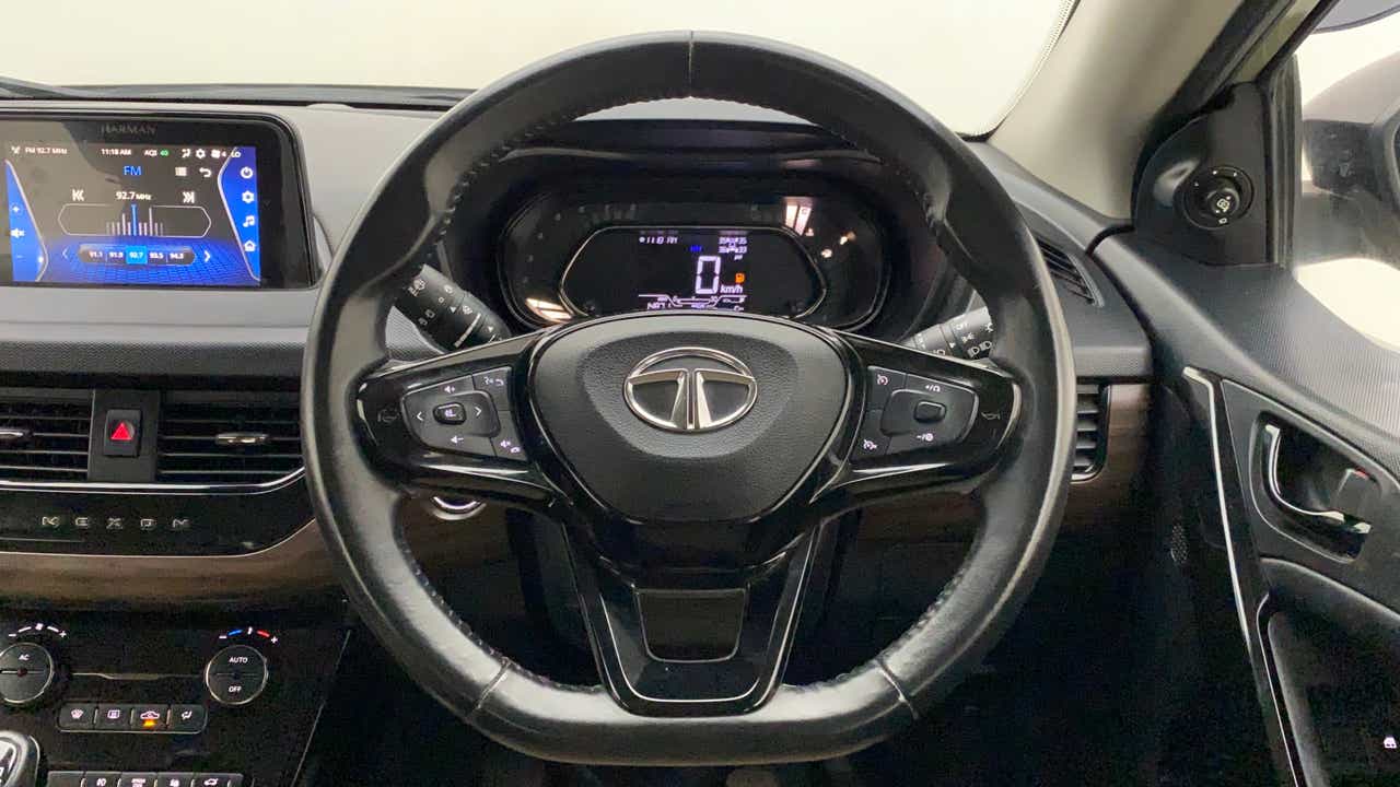 Steering wheel and dashboard of a Tata Nexon 2017-2023