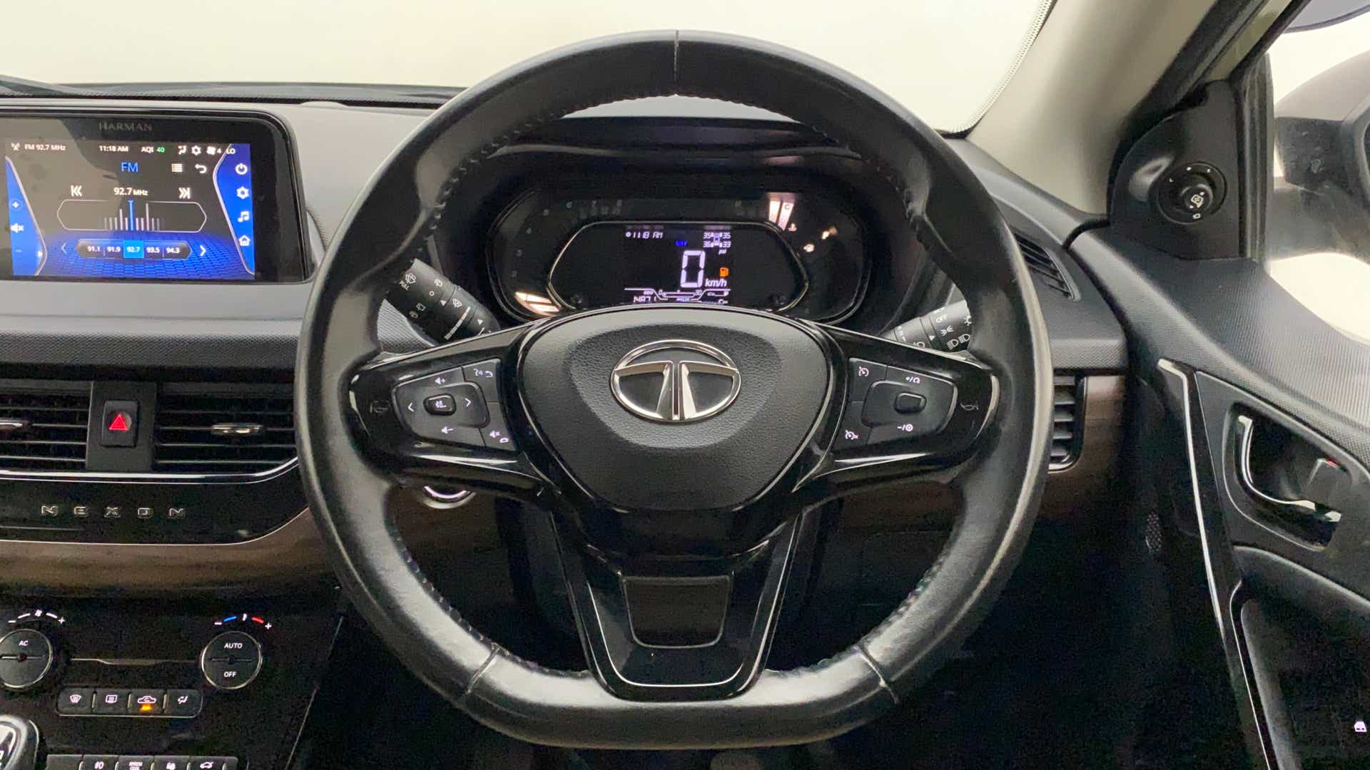 Steering wheel and dashboard of a Tata Nexon 2017-2023