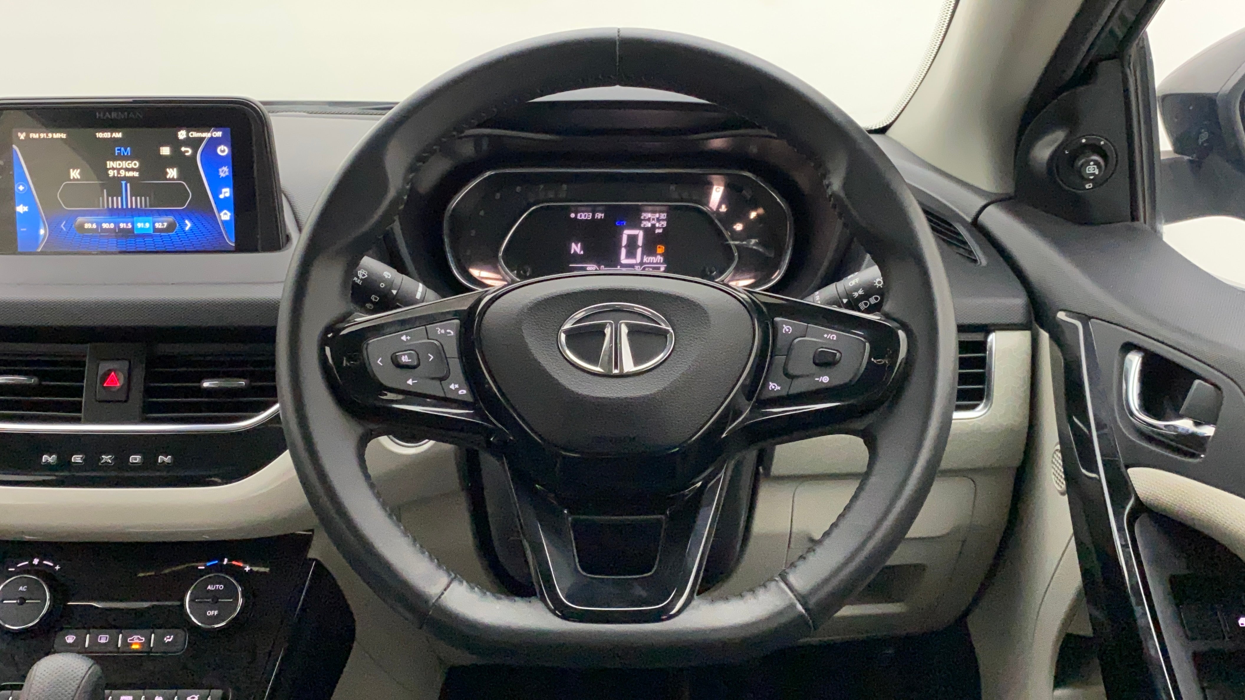 Dashboard and steering wheel of a Tata Nexon 2017-2023