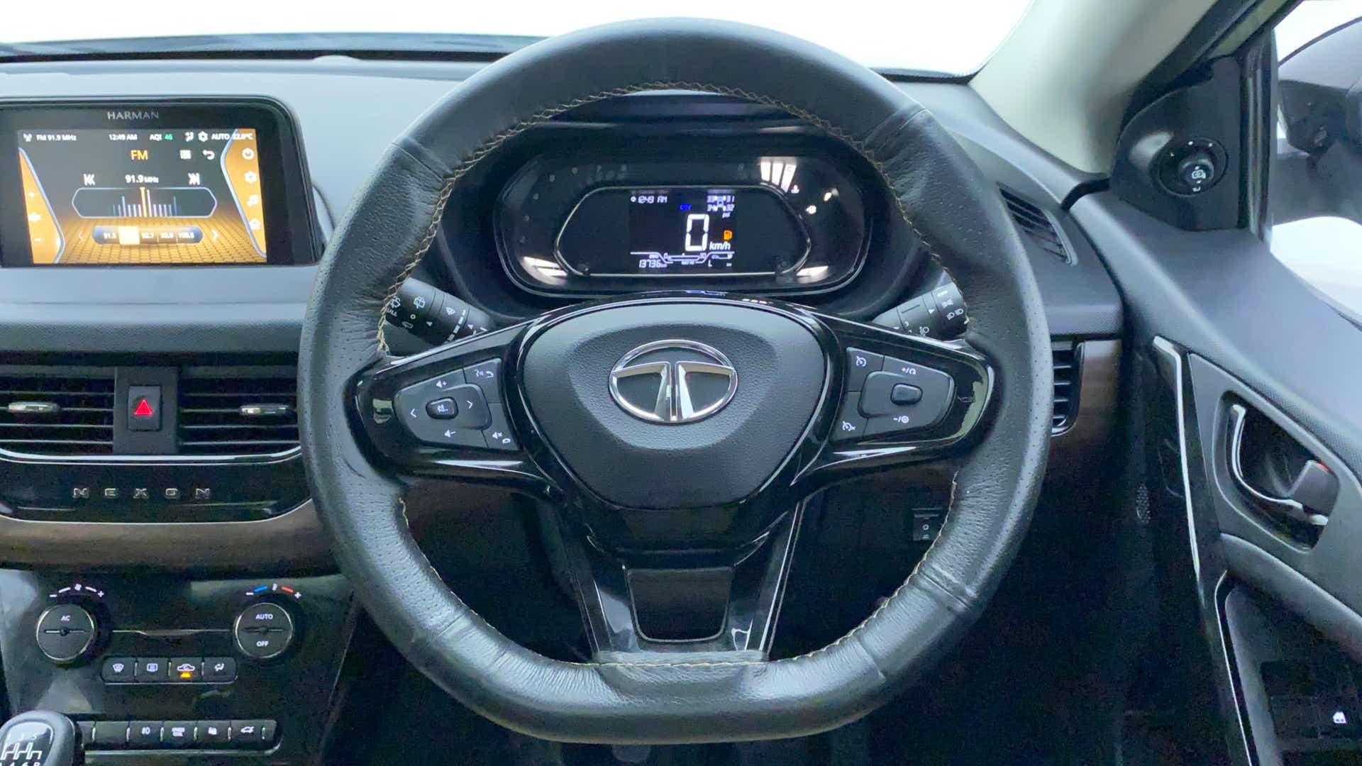 Steering wheel and dashboard of a Tata Nexon 2017-2023