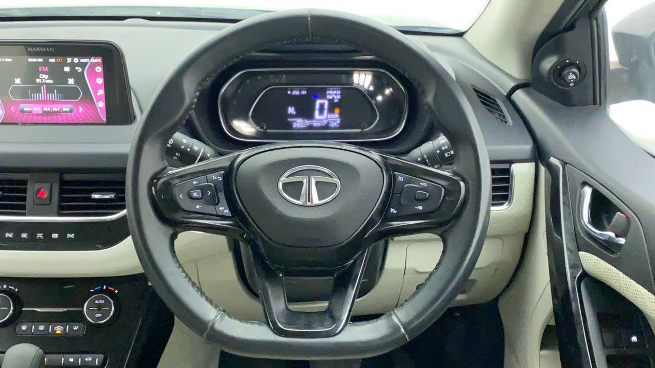 Steering wheel and dashboard of a Tata Nexon 2017-2023