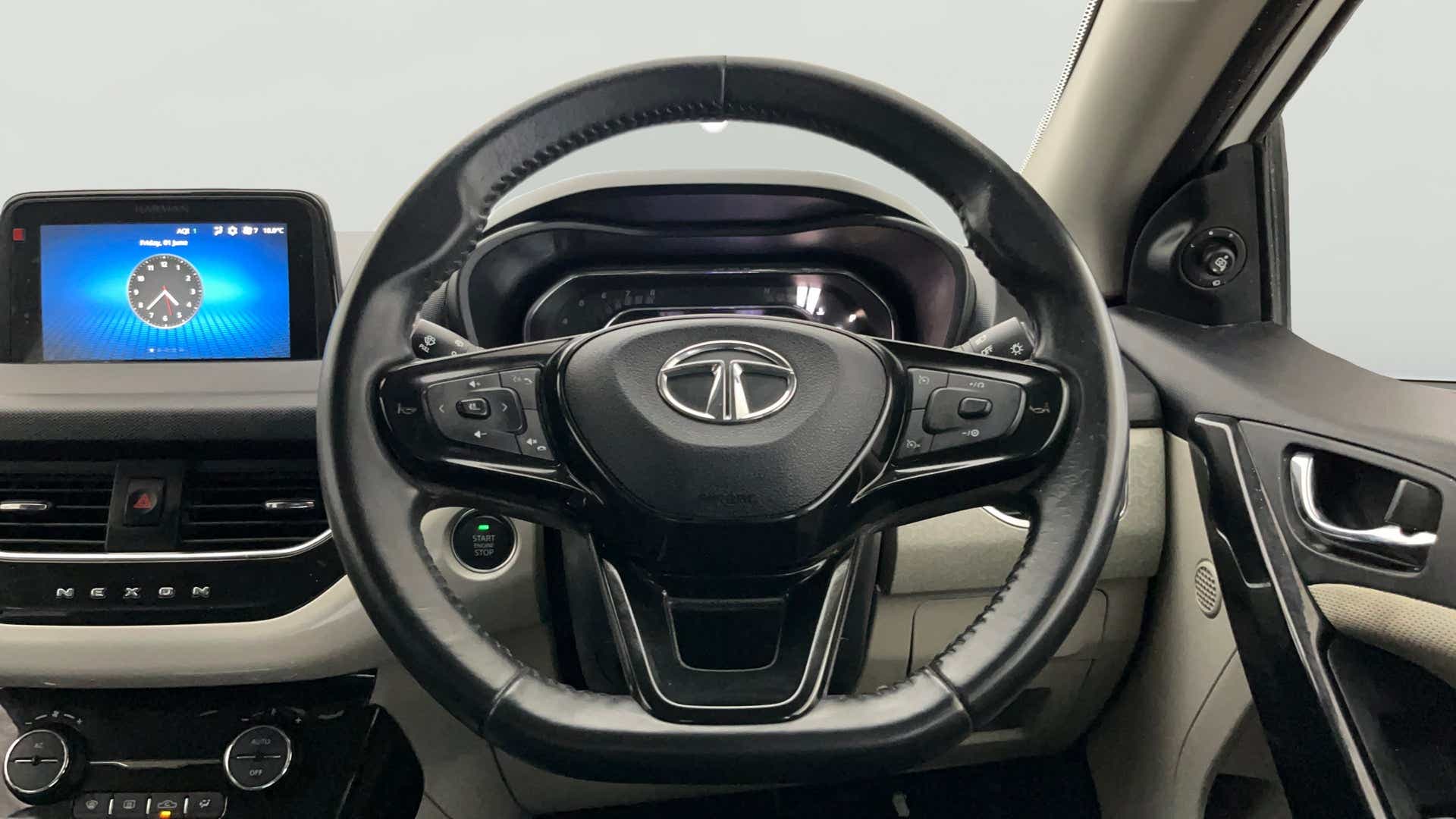 Steering wheel and dashboard of a Tata Nexon 2017-2023