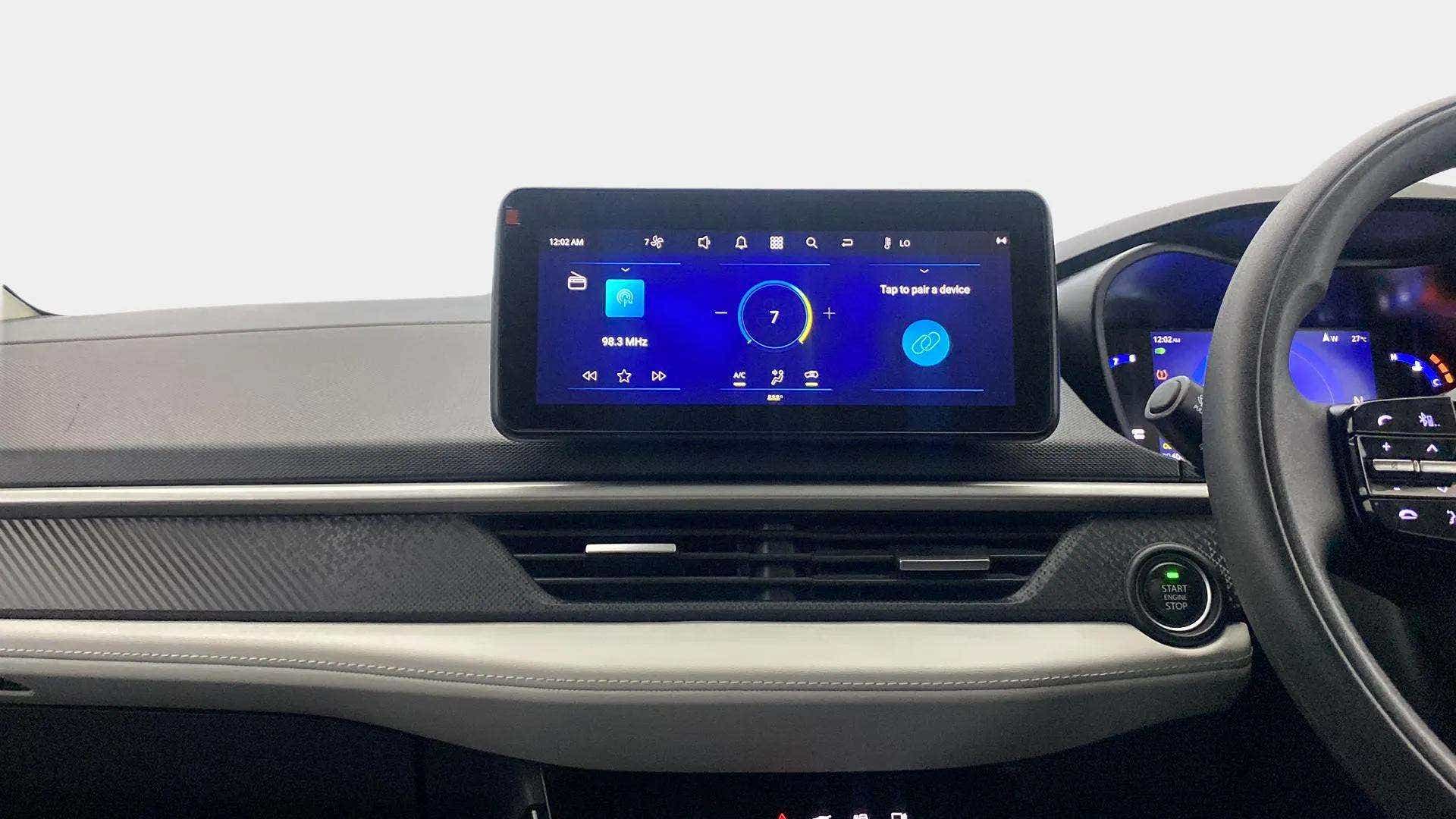 Infotainment display and dashboard of a Tata Nexon