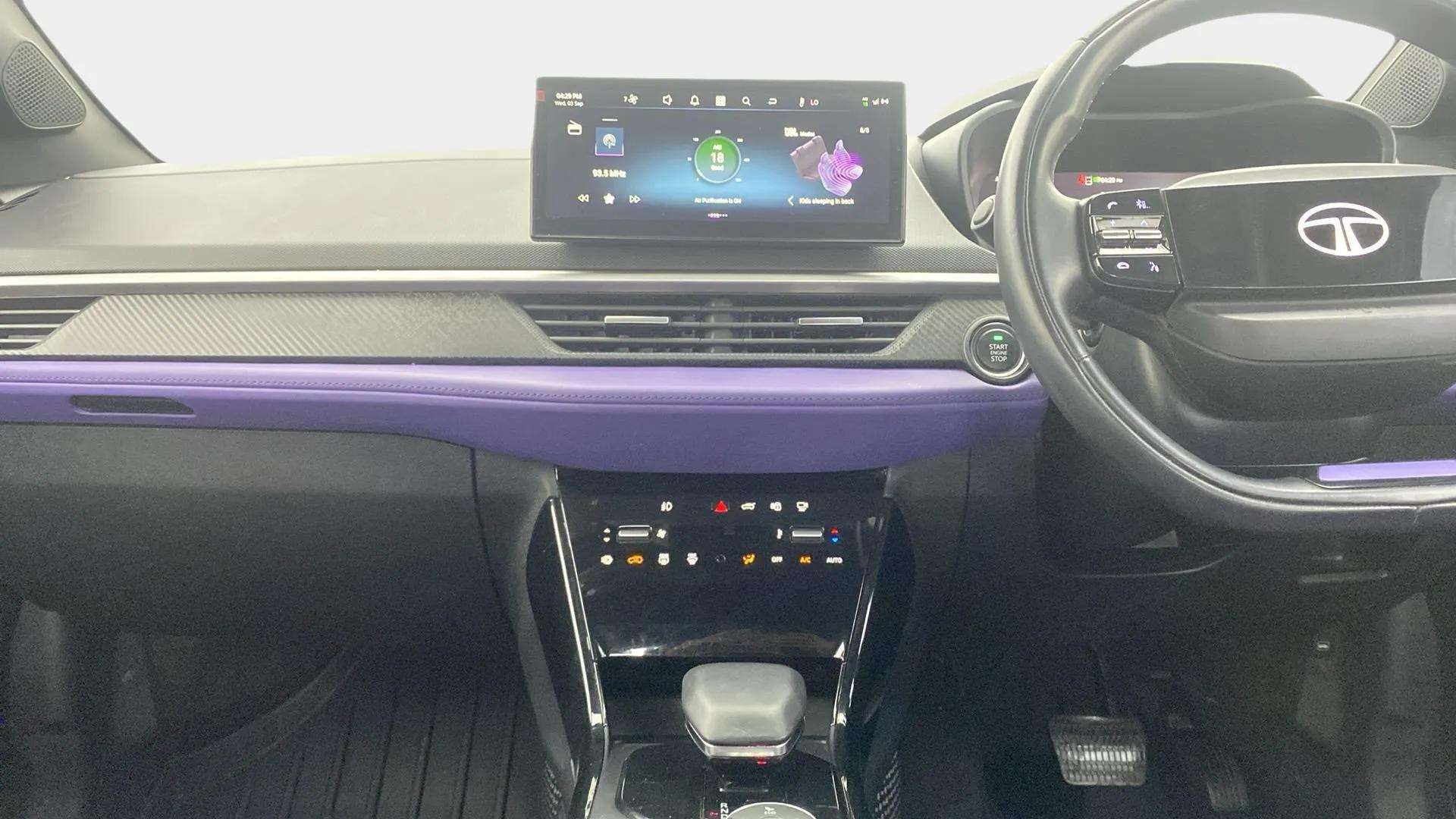 Dashboard and steering wheel of a Tata Nexon
