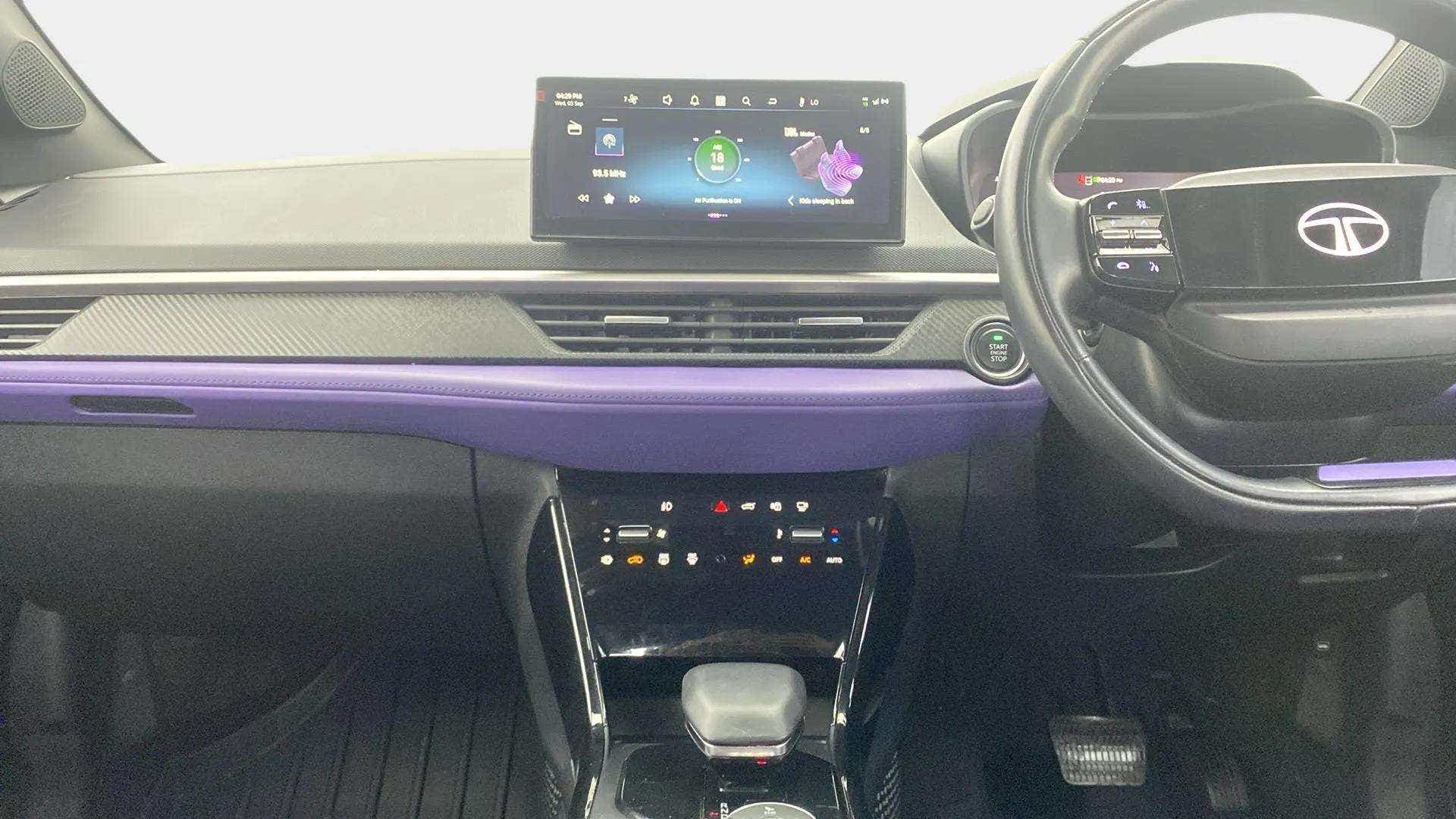Dashboard and steering wheel of a Tata Nexon