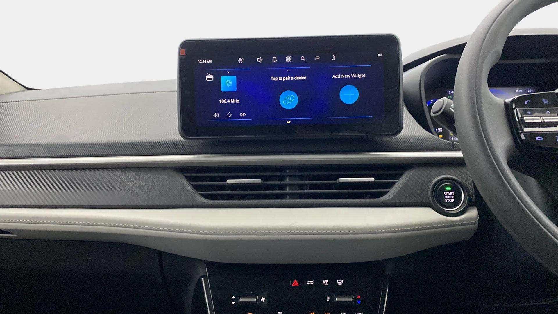 Dashboard and infotainment system of a Tata Nexon