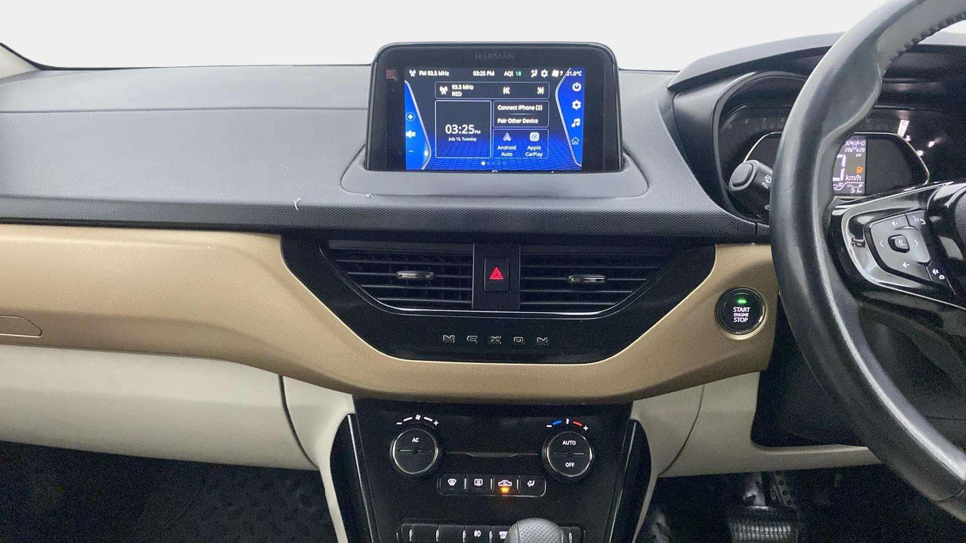 Dashboard and center console of a Tata Nexon 2017-2023