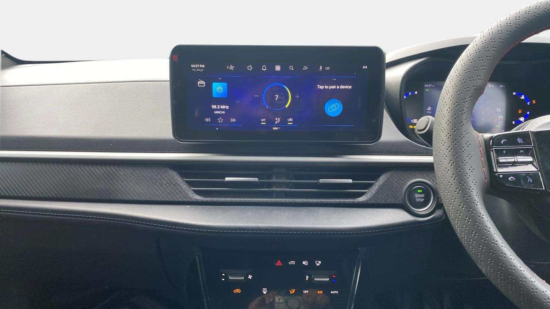 Dashboard and infotainment display of a Tata Nexon