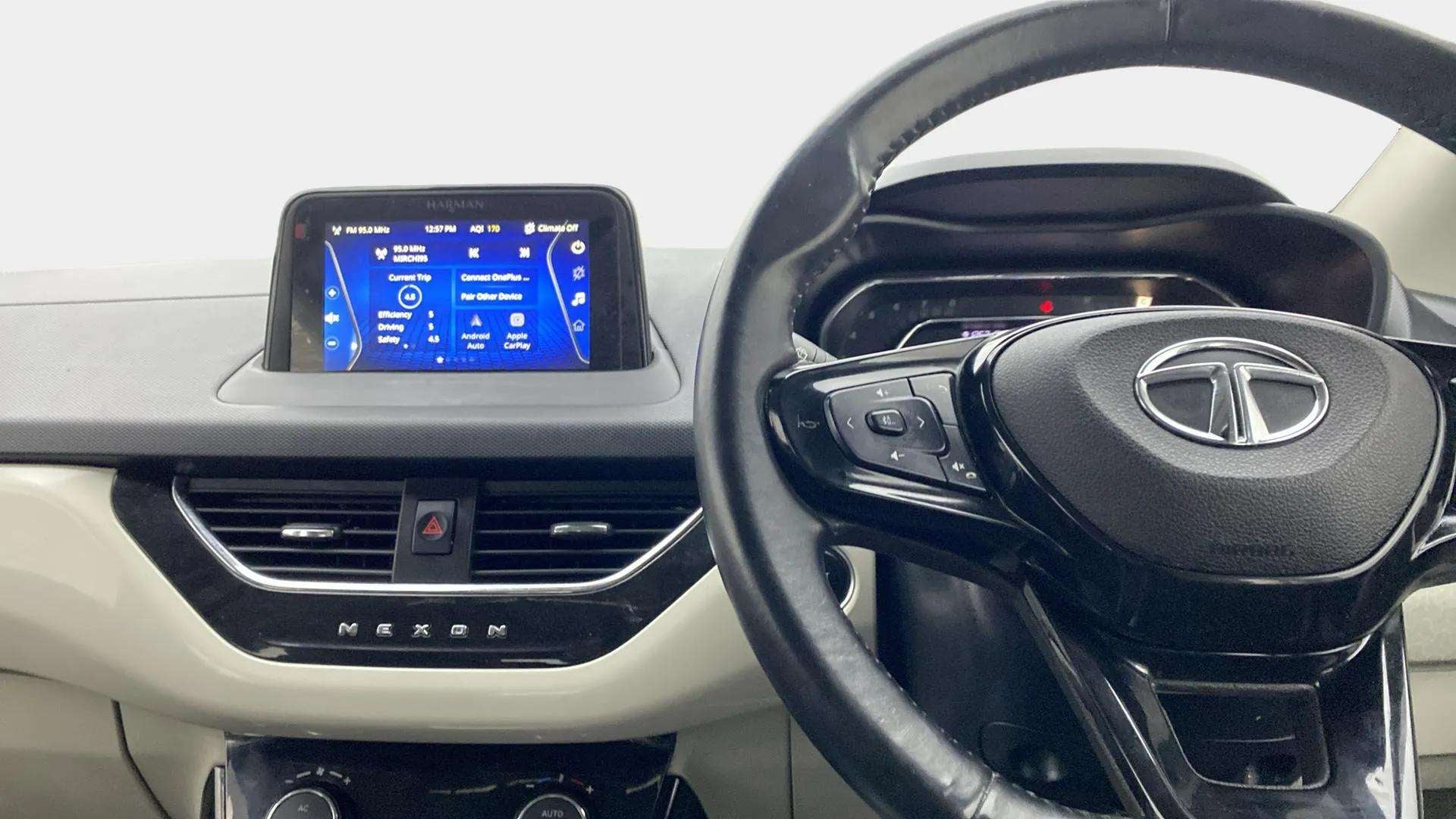 Dashboard and steering wheel of a Tata Nexon 2017-2023