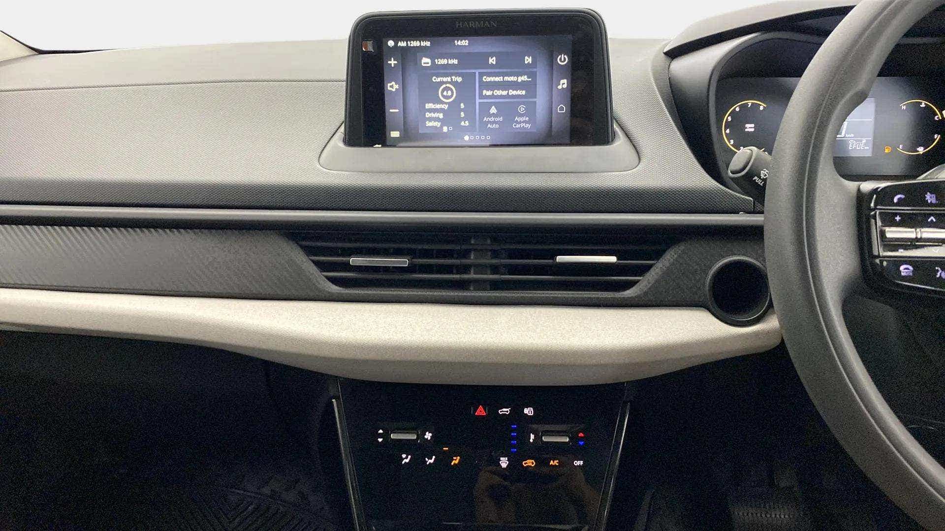 Dashboard and infotainment system of a Tata Nexon