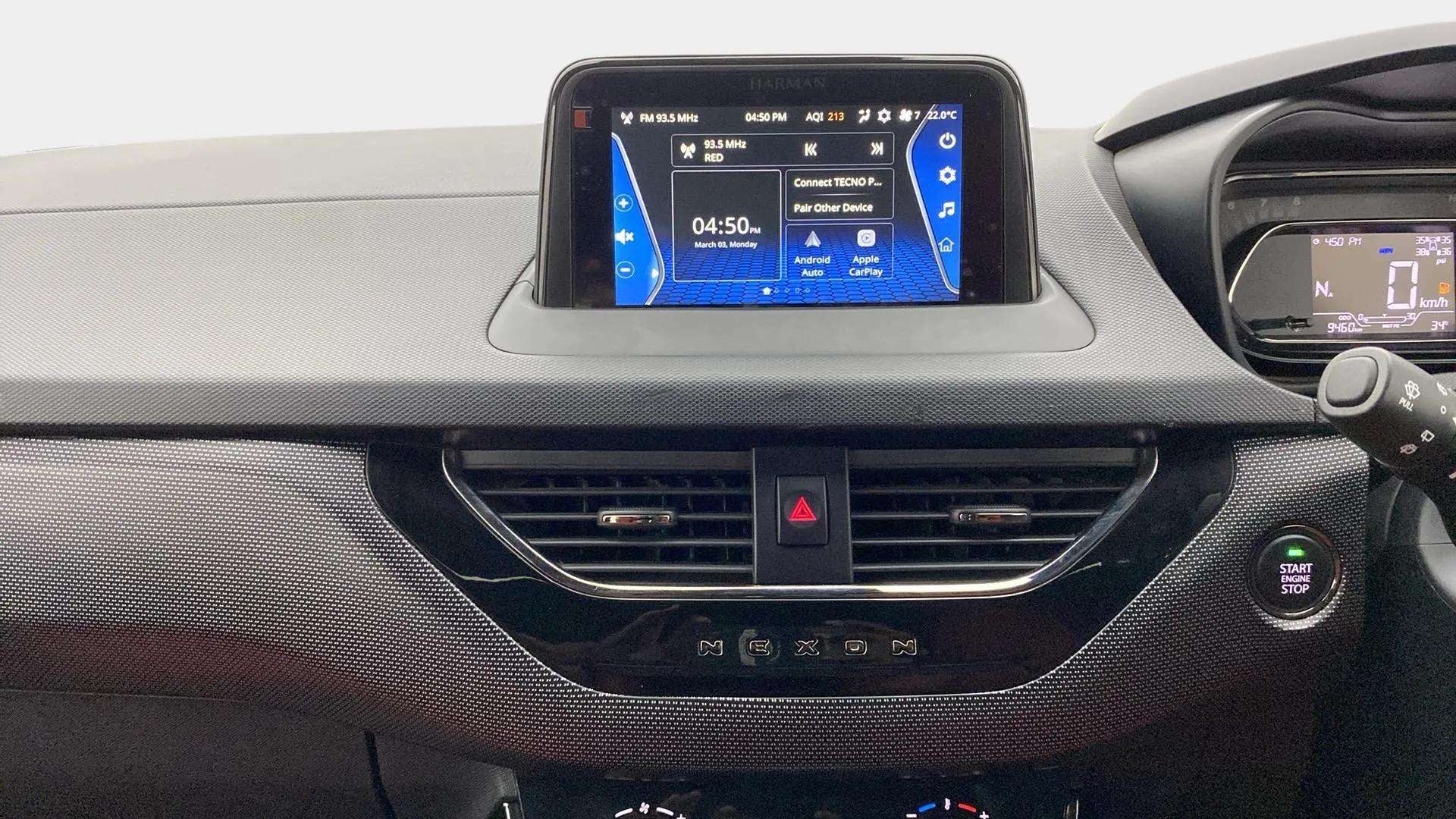 Dashboard and infotainment view of a Tata Nexon 2017-2023