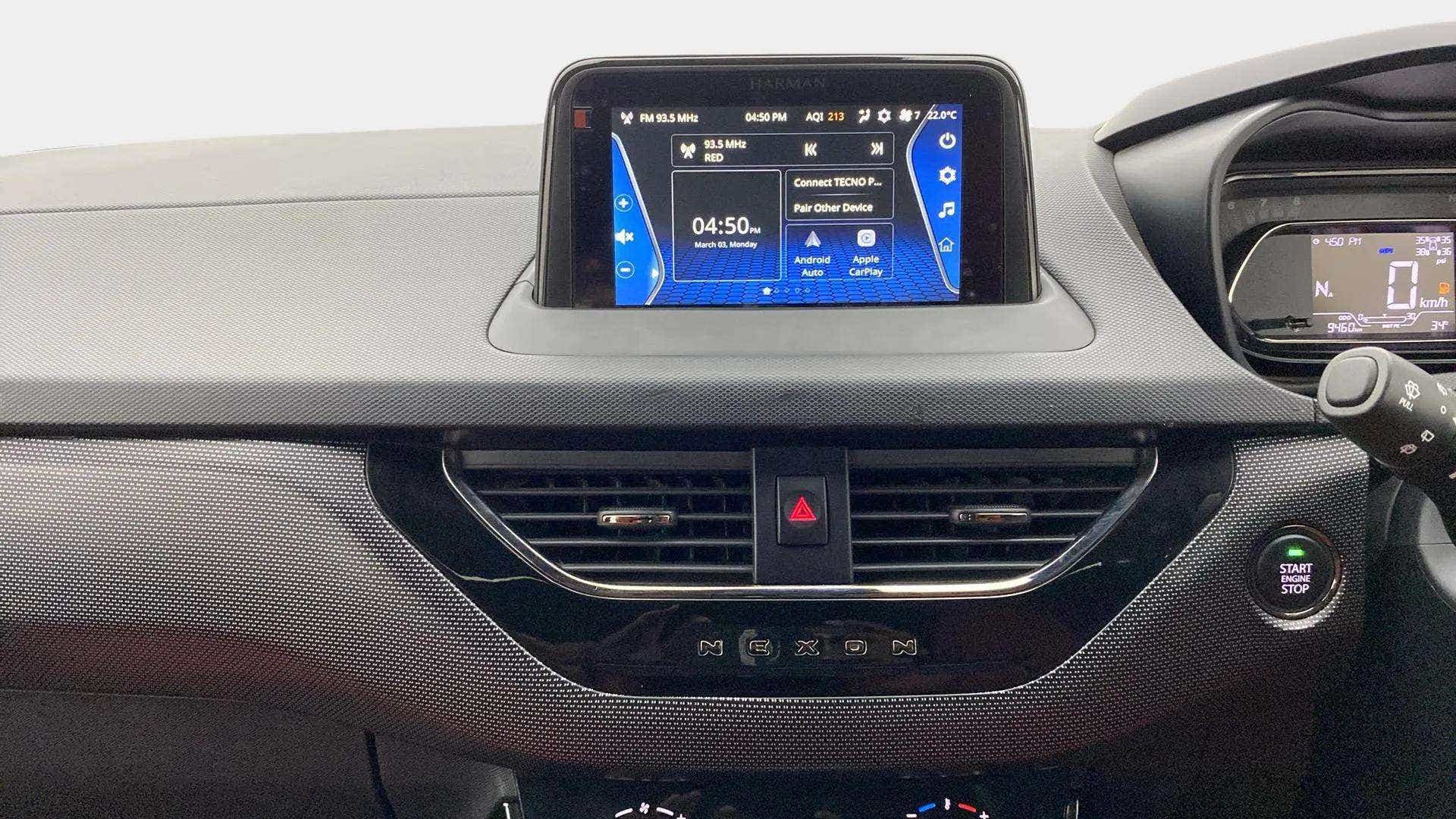 Dashboard and infotainment view of a Tata Nexon 2017-2023