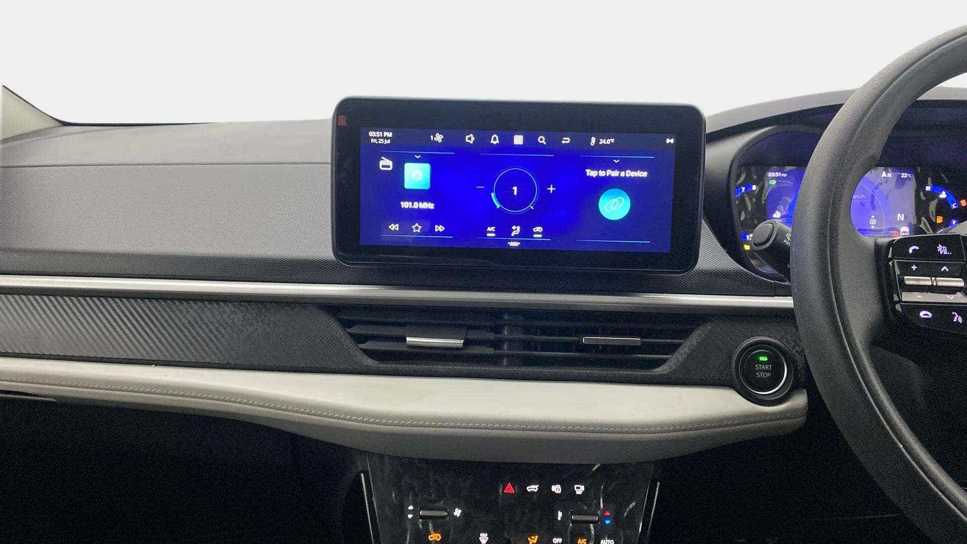 Dashboard and infotainment system of a Tata Nexon