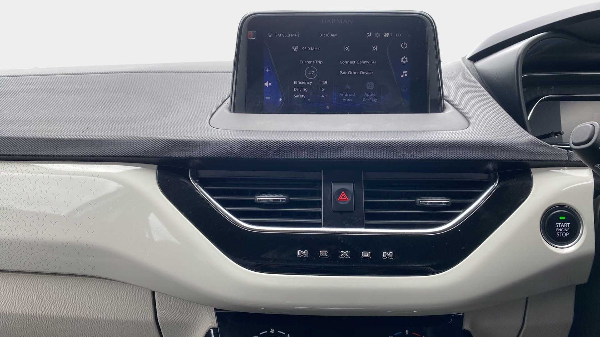 Dashboard and infotainment system of a Tata Nexon 2017-2023