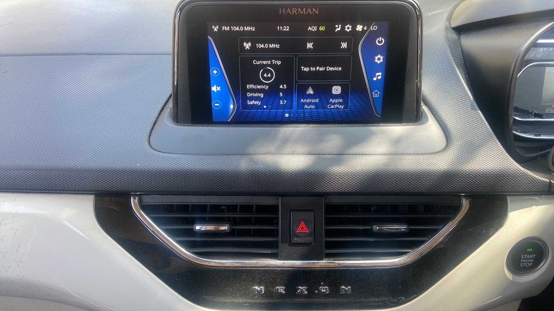 Dashboard and infotainment display of a Tata Nexon 2017-2023