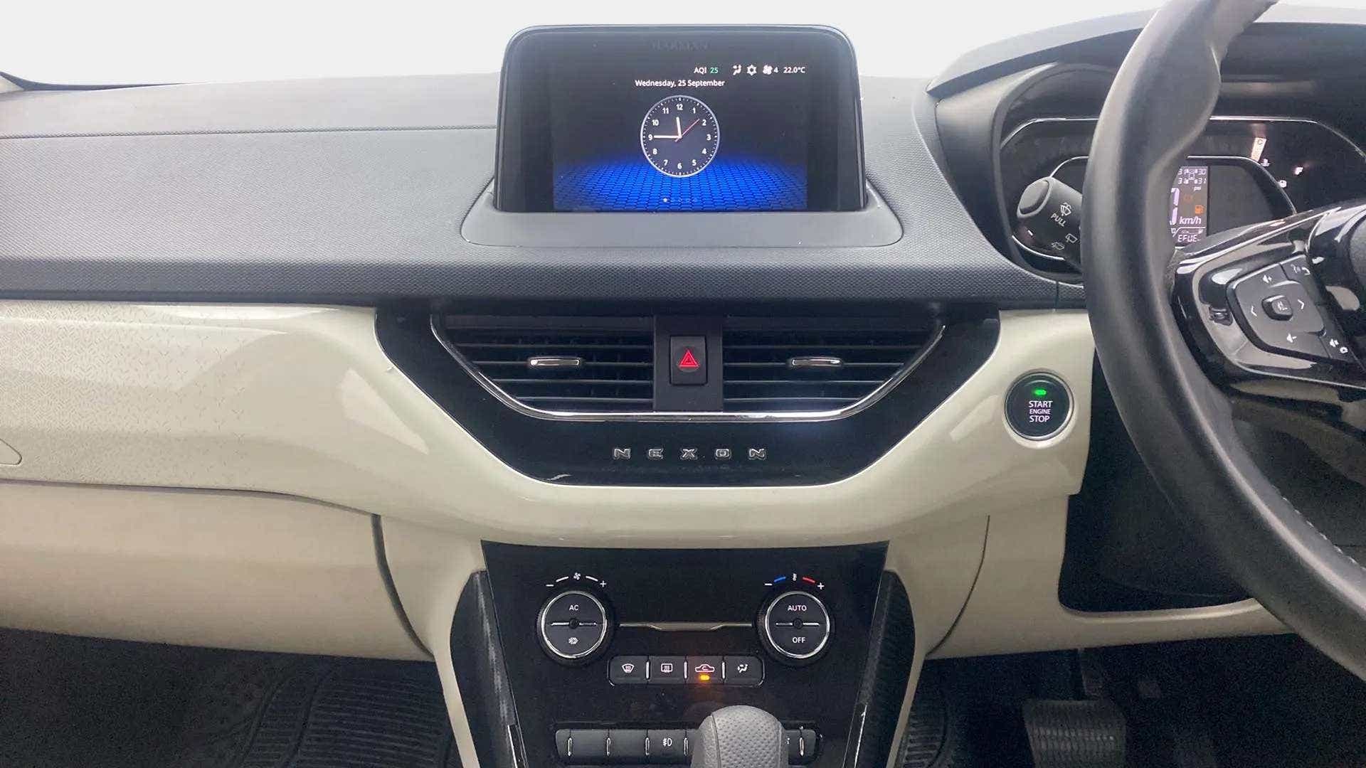 Dashboard interior view of a Tata Nexon 2017-2023