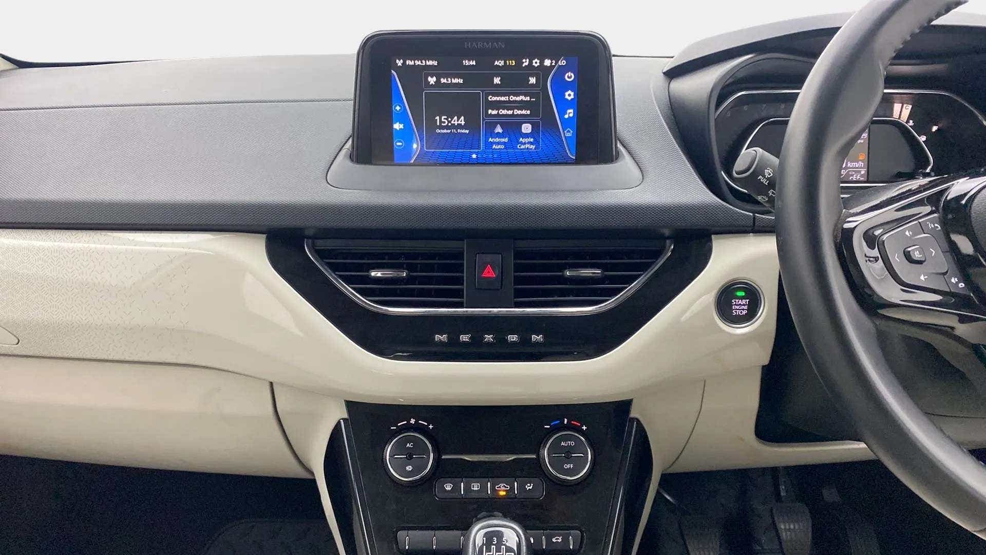 Dashboard and infotainment system of a Tata Nexon 2017-2023