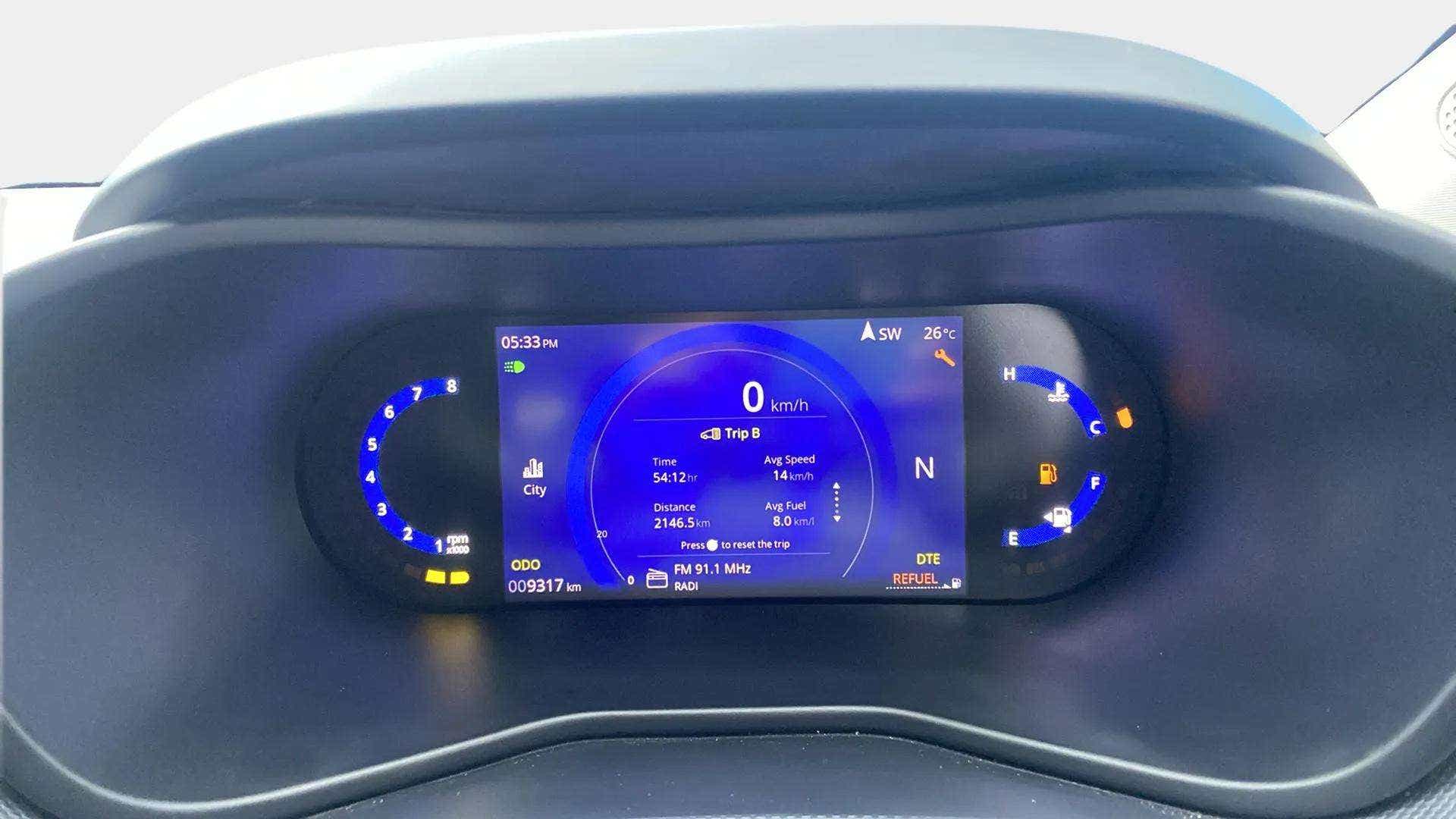 Instrument cluster of a Tata Nexon