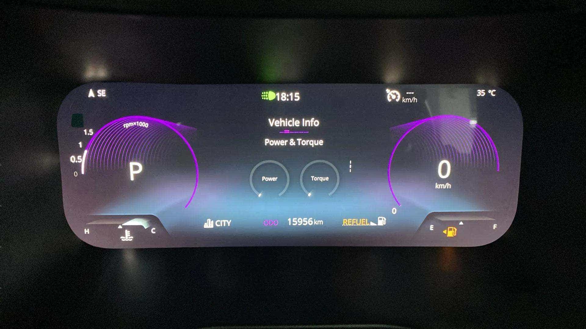 Digital instrument cluster display of a Tata Nexon